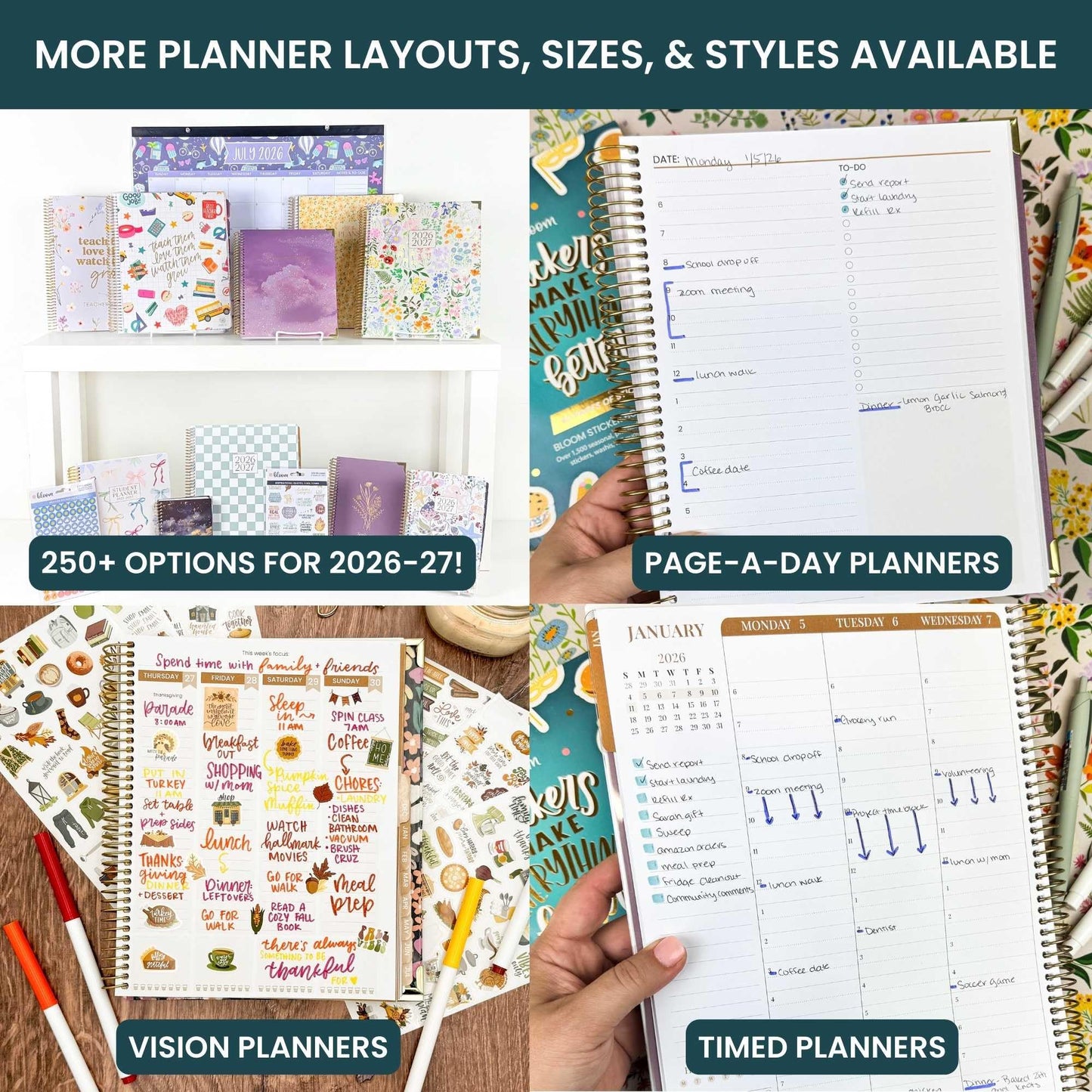 bloom daily planners 2026-2027 Planner (8.5” x 11") 13 Month Academic Year Organizer (July 2026 - July 2027) - Weekly & Monthly Agenda Book with Stickers & Tabs - Butter Yellow Daisies