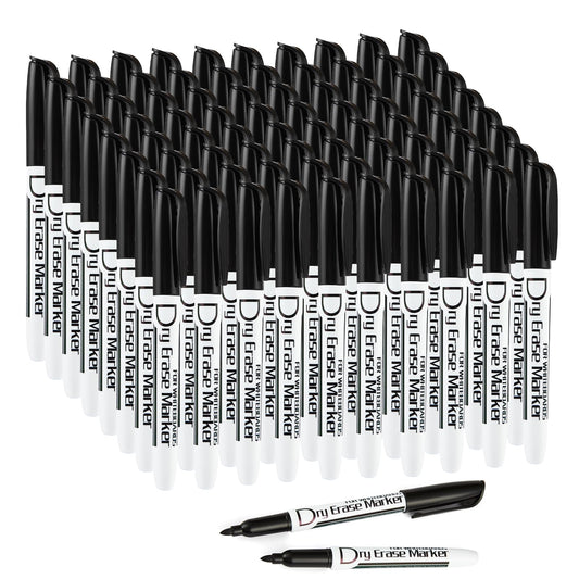 Volcanics Black Dry Erase Markers Low Odor Fine Whiteboard Markers Thin Box of 80