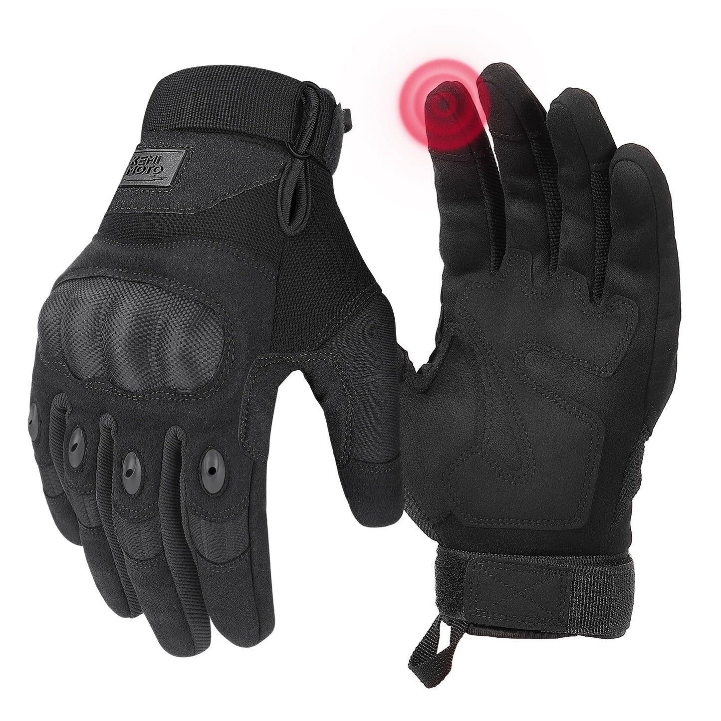 KEMIMOTO Tactical Gloves for Men, Touchscreen Motorcycle Gloves with Hard Shell & Palm Padding for Sports Motorcycle Cycling Tactical Airsoft Paintball Hunting Hiking Camping Climbing (Black,XX-Large)