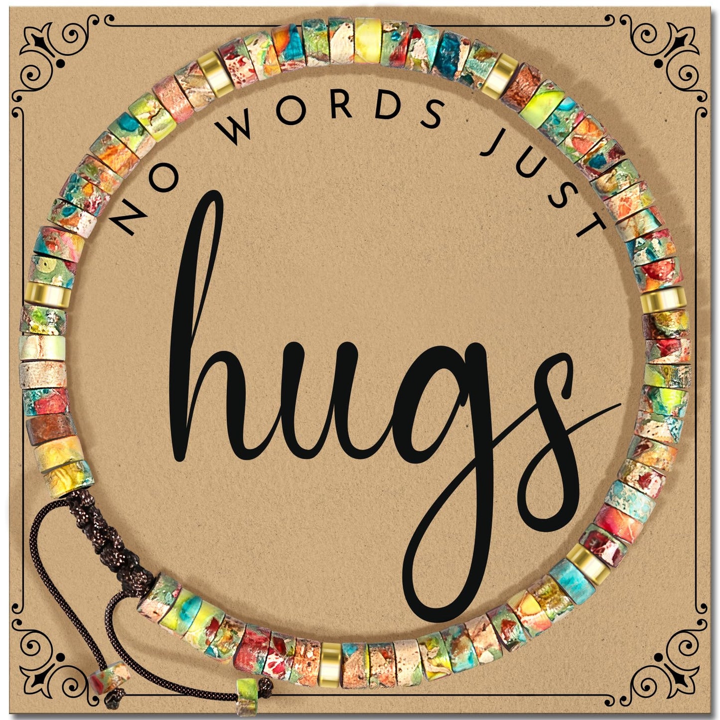 ZOKCC Cheer Up Gifts Bracelets for Women Healing Natural Stone Bracelets - Get Well Soon Inspirational Gifts for Women Friends Sister Friendship Bestie Coworker (E- HUG- KING STONE)