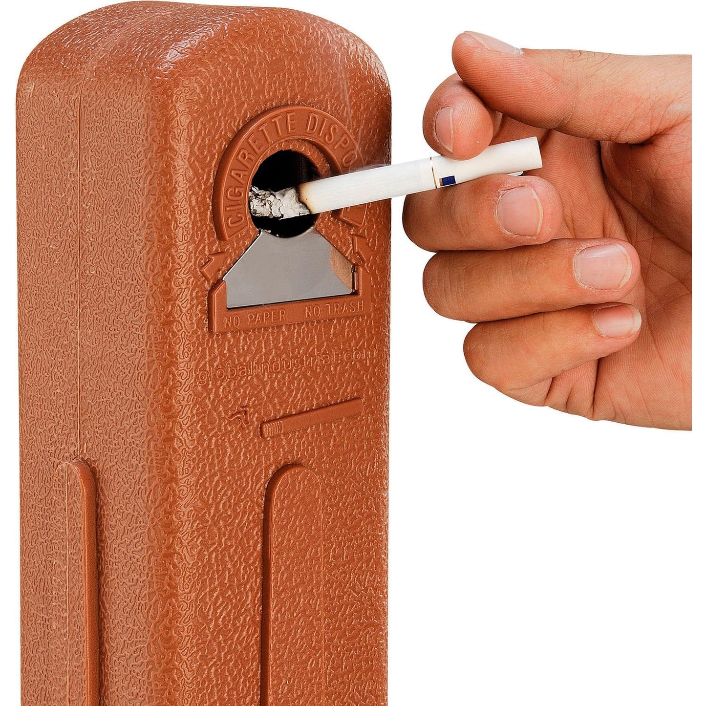 Global Industrial Free Standing Outdoor Cigarette Receptacle Ashtray with Round Base, 11" Diameter x 30" H, 1-1/2 Gallon Capacity, Butt Disposal Container, Plastic, Terracotta