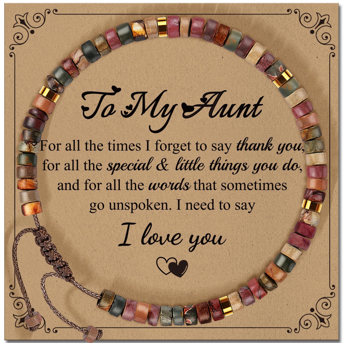 ZOKCC Aunt Gifts Bracelets for Women Healing Natural Stone Beads Bracelets - Inspirational Mothers Day Christmas Birthday Gifts for Aunt from Niece
