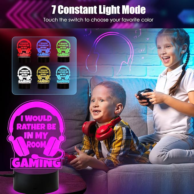 Christmas Gamer Gifts for Teenage Year Old Boy Girls Easter Basket Stocking Stuffer, Boyfriend Husband Birthday Gift for Men Dad Son Daughter, LED Light Up Gaming Lamp Acrylic Gaming Night Light