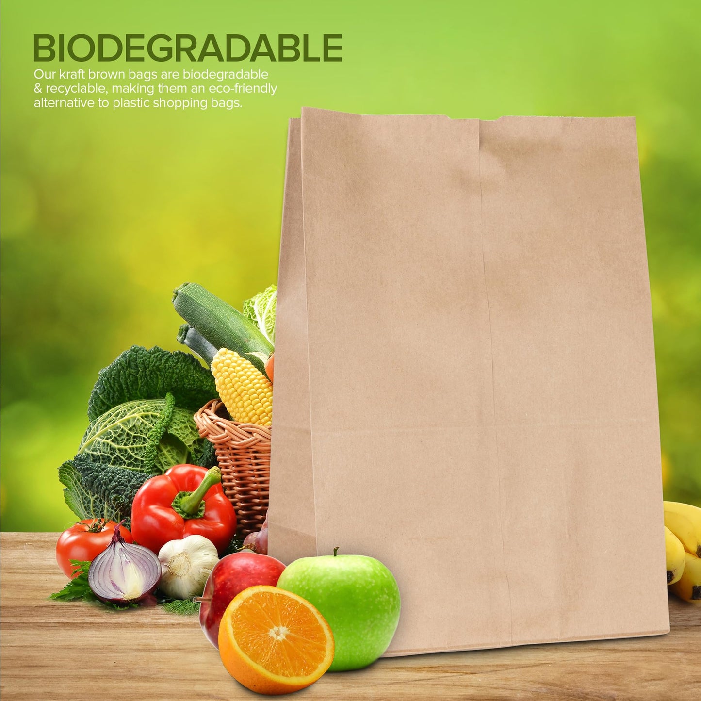 Stock Your Home 70 lb Kraft Brown Bags 100 Pack, 17x12x7 Grocery Bags, Heavy Duty Large Brown Bags for Shopping, Takeout, Storage, Trash or Recycling, Bulk Pack.