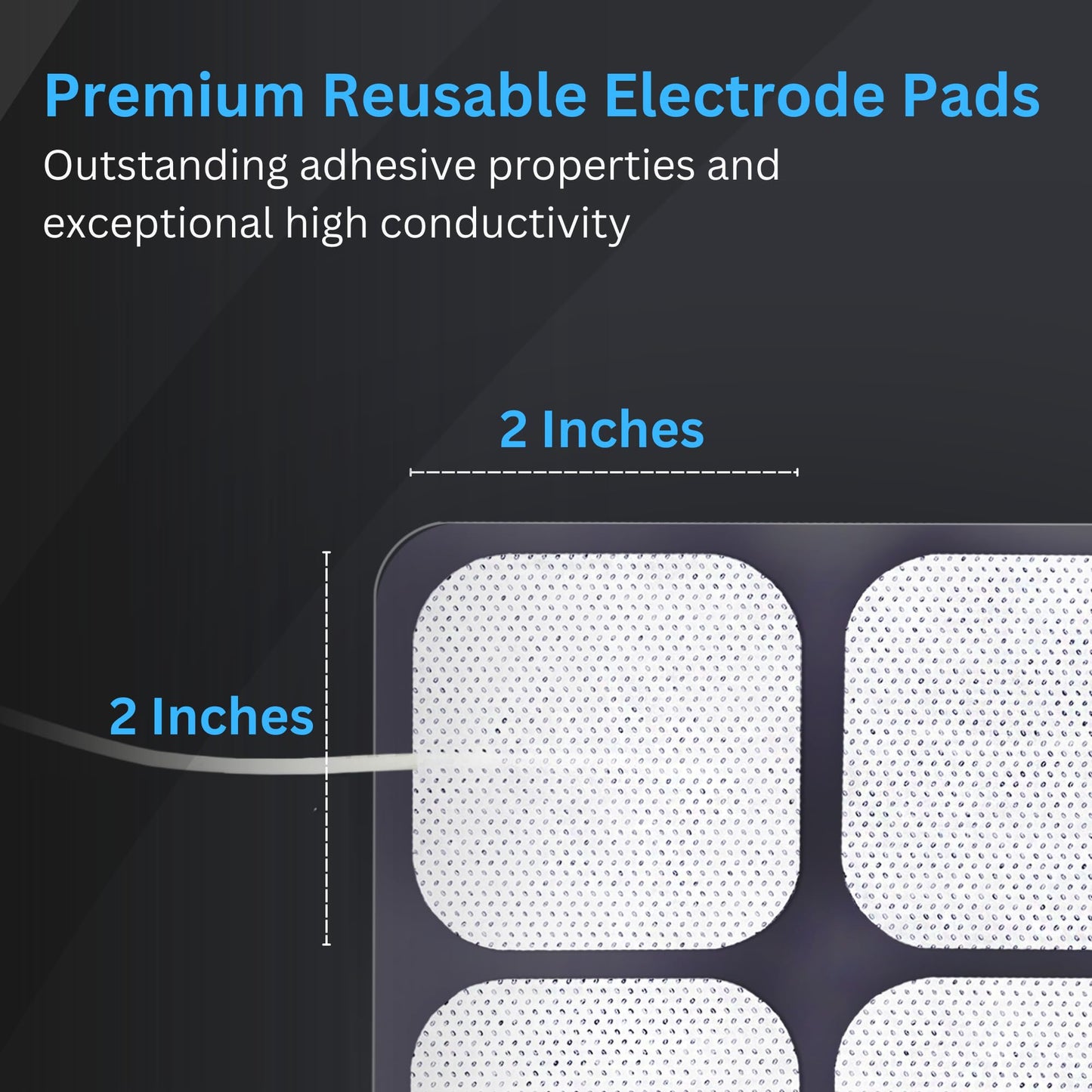 Santamedical TENS Unit Replacement Pads 2x2 40 Pcs Premium Reusable Electrode Pads - Self Adhesive Electro Therapy Patches for Electrical Stimulation - Non Irritating Stim Pads Design