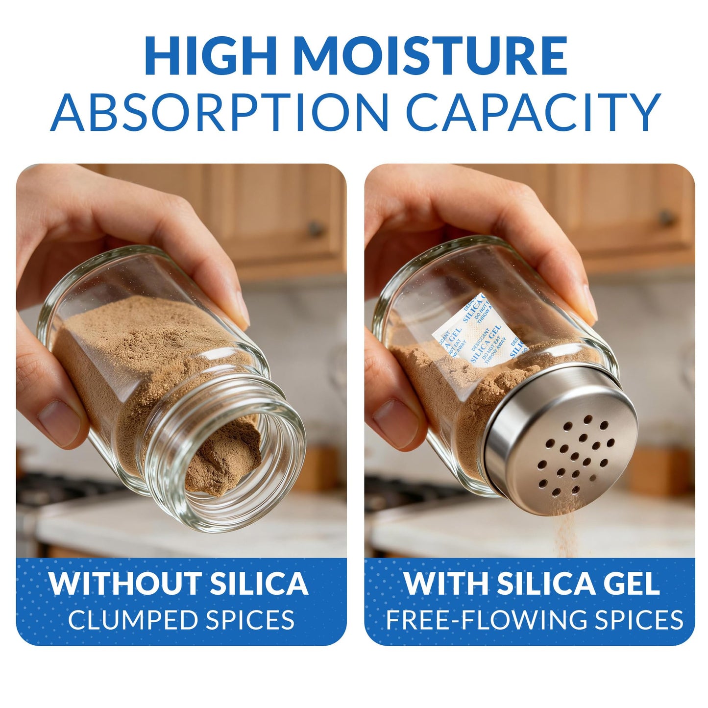 Silica Gel Packets 5 Gram 150 Pack, Color-Indicating Rechargeable Desiccant Packs Moisture Absorber for Food Storage, Electronics, Camera Lens, Toolboxes, 3D Printer Filament & Safes