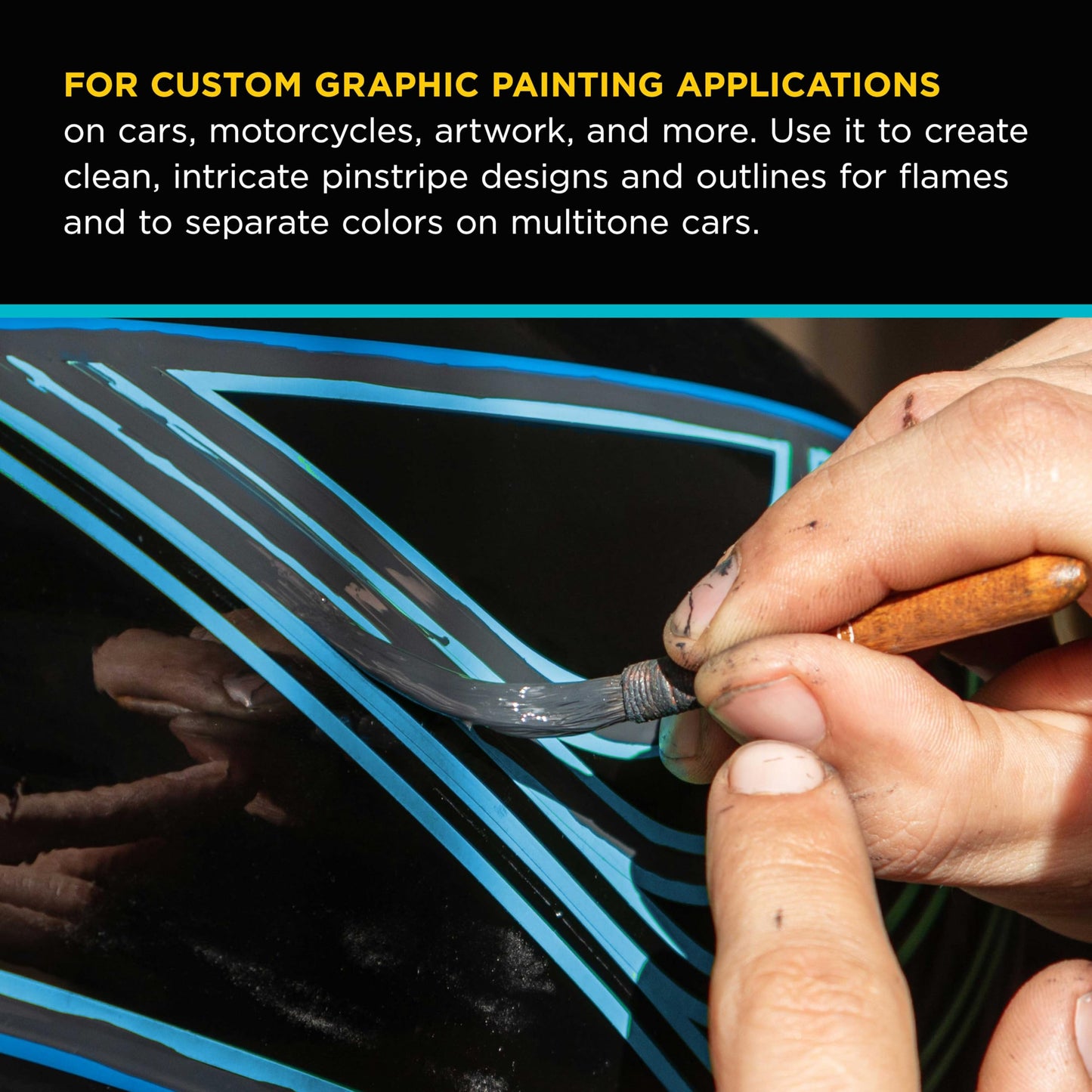 Custom Shop Vinyl Fineline Pinstripe Tape, Blue 1/2" x 36 Yard Roll - Create Sharp Graphic Design Curves, Mask Fine Lines, Conformable Paint Masking Striping Tape for Auto, Motorcycle, Flame Painting