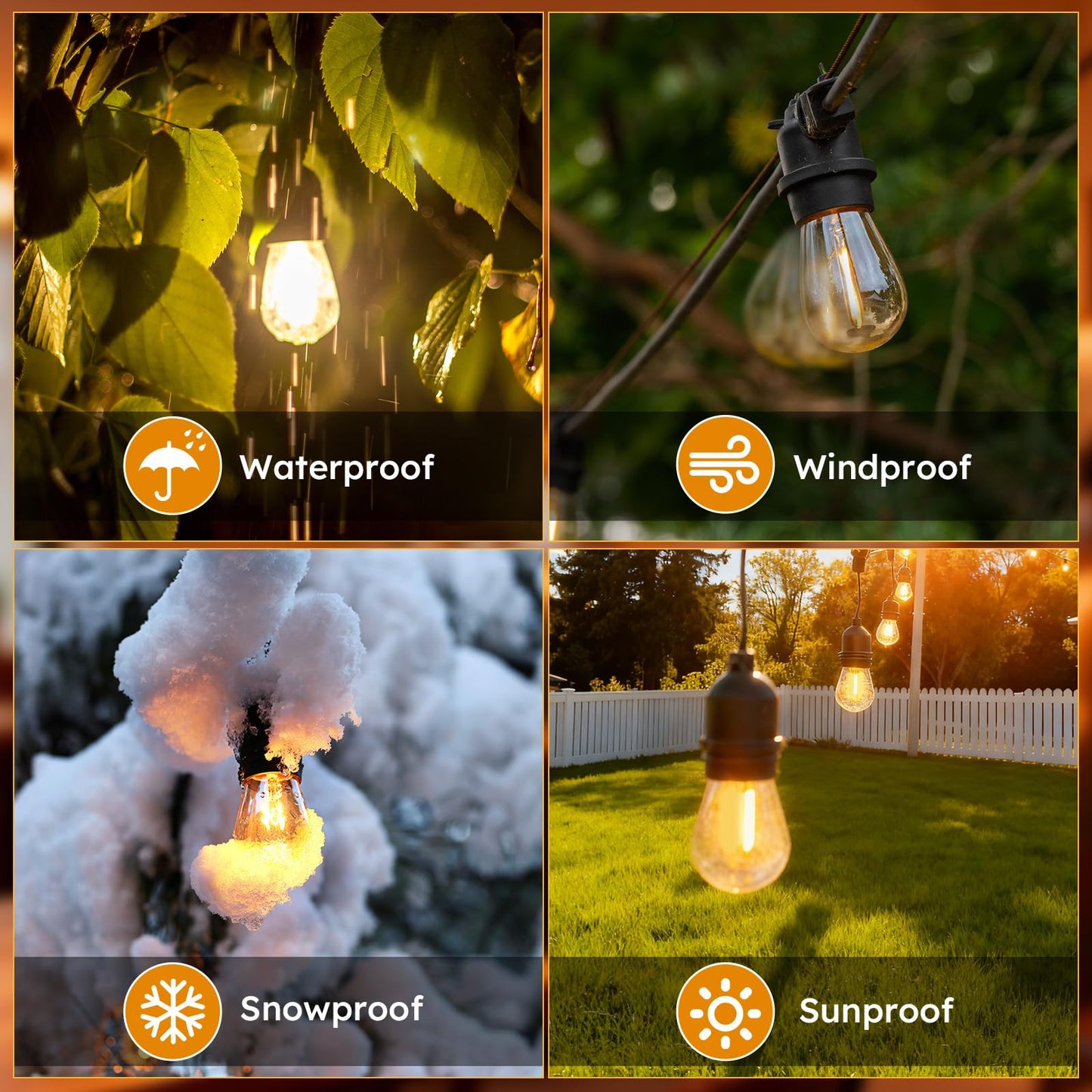 GvvooHome 36 Pack S14 LED Replacement Light Bulbs, Shatterproof Plastic 1W Outdoor String Light Bulbs for Patio, Garden, Waterproof, E26 Regular Medium Screw Base, Warm White