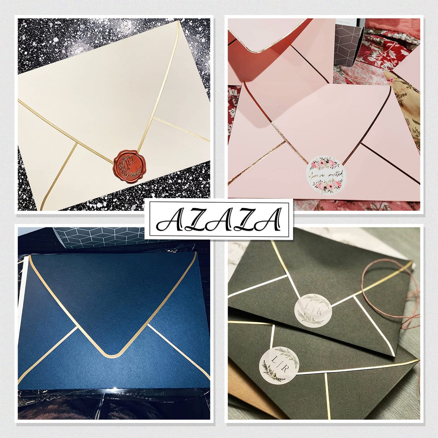 A7 Ivoy Envelopes 5 x 7 With Gold Border,- 50 Pack,For 5x7 Cards| Quick Self Seal| Perfect for Weddings, Invitations, Photos, Graduation, Baby Shower| Thick Luxury paper|5.25 x 7.25 Inches (Ivory)
