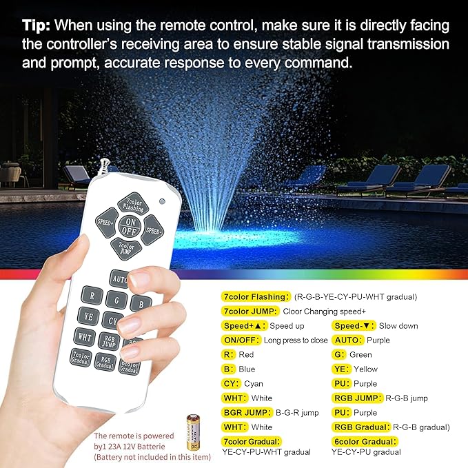 Pondvita RGB LED Pond Fountain Aerator 750W with Color-Changing Light Show, 1HP 15000 GPH Floating Aerating Pump, 100ft Power Cord, Controller, APP & Remote Control, Perfect for Ponds & Lakes(120V)