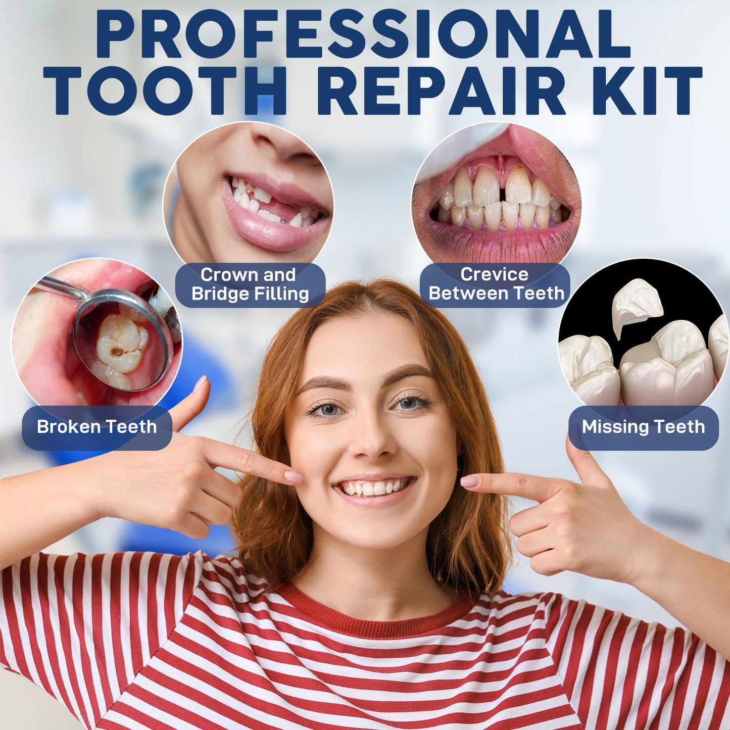 Zinc Oxide Eugenol Dental Cement Tooth Repair kit for Broken Teeth, Temporary Filling for Crowns, Tooth Filler, Cavity Filler for Teeth