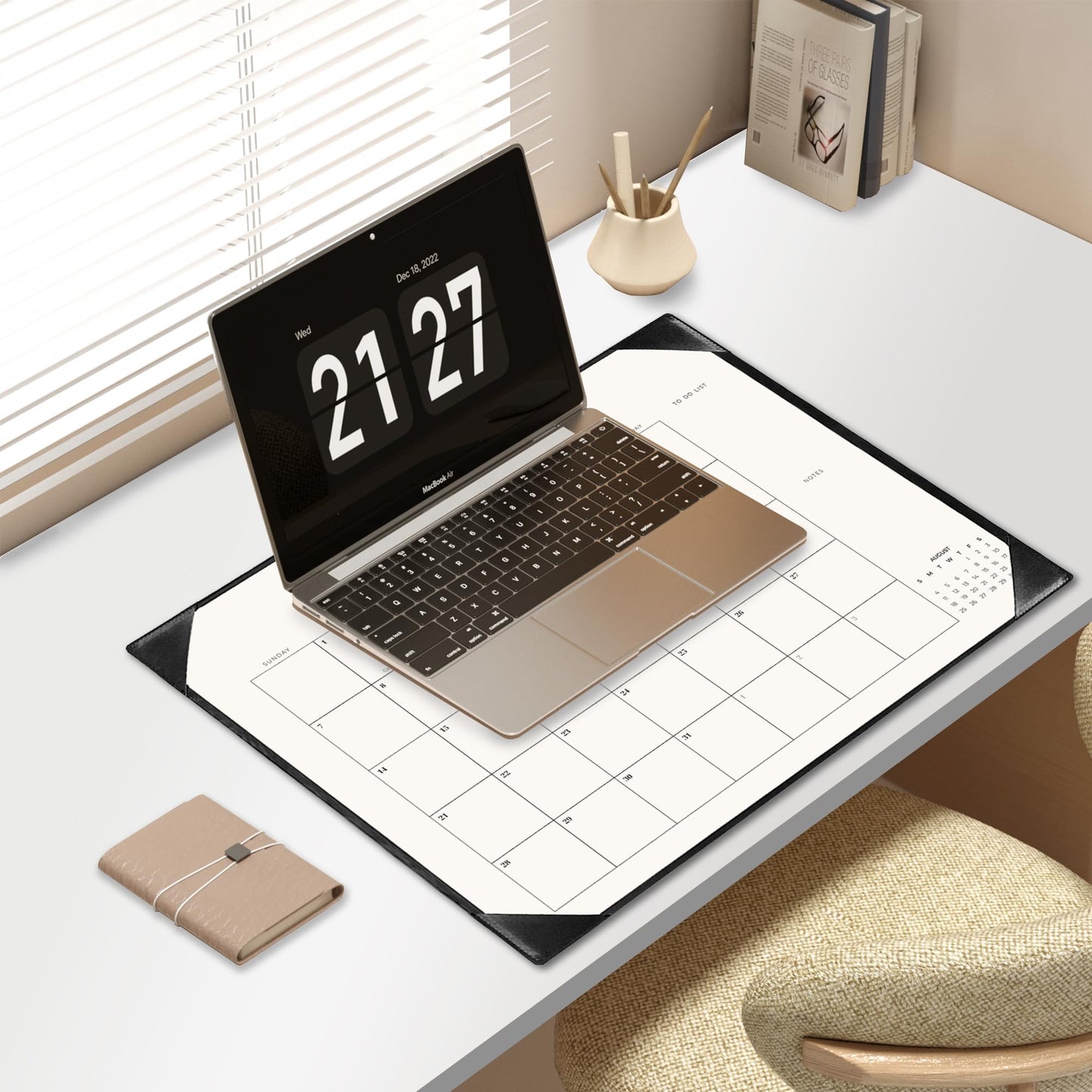 Tutazook Large Desk Calendar 2026-2027 with Desk Mat, Desktop Calendar 18 Monthly Runs from January 2026 to June 2027, Desk Pad Calendar 22 x 17 Inch Perfect for Planning, Organizing, and Scheduling Your Life (Black)