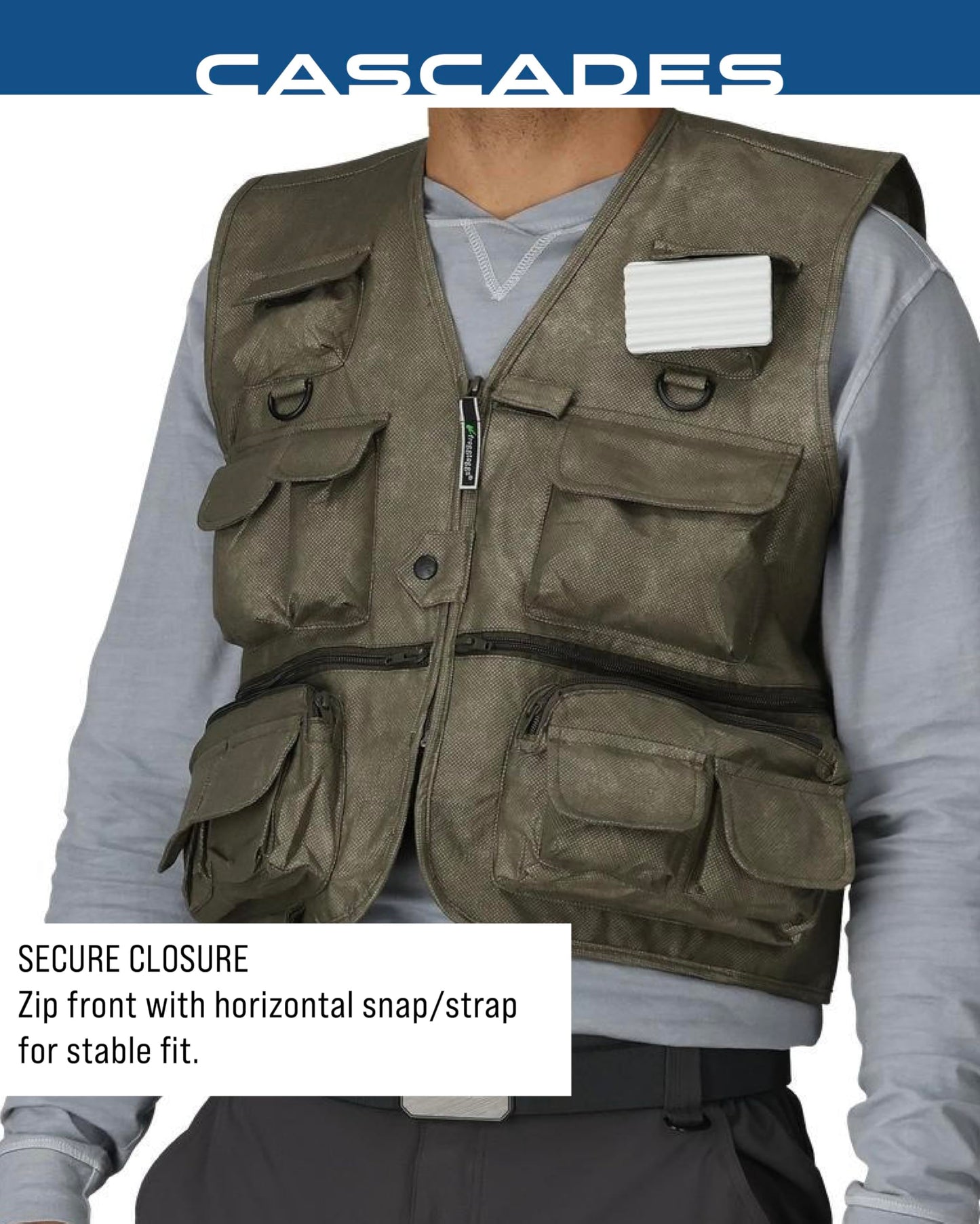 FROGG TOGGS Cascades Classic50, Lightweight and Breathable Fly Fishing Vest, Stone, Medium