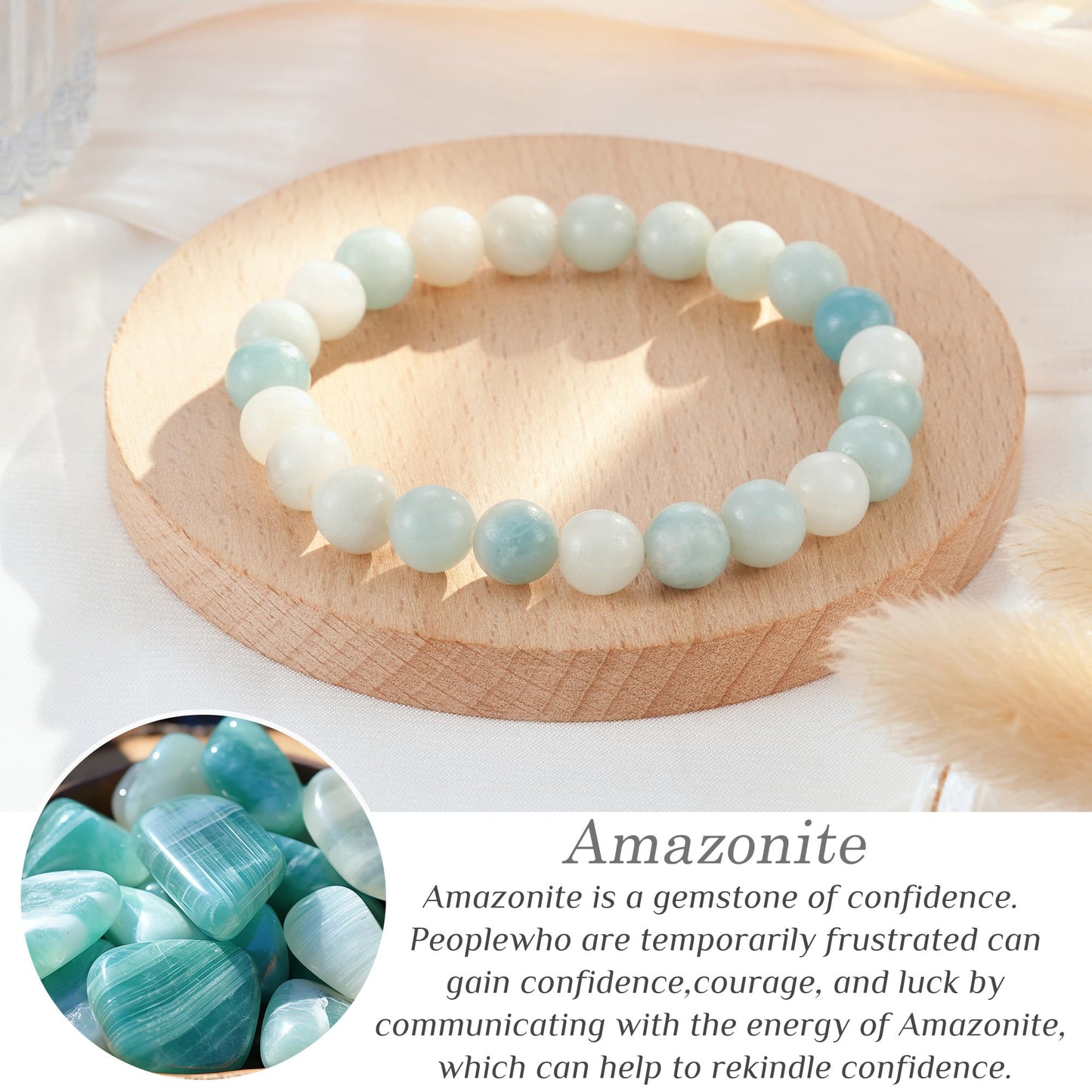 Seyaa Amazonite Bracelet, Beaded Bracelet for Women, Natural Crystal Stone Bracelet