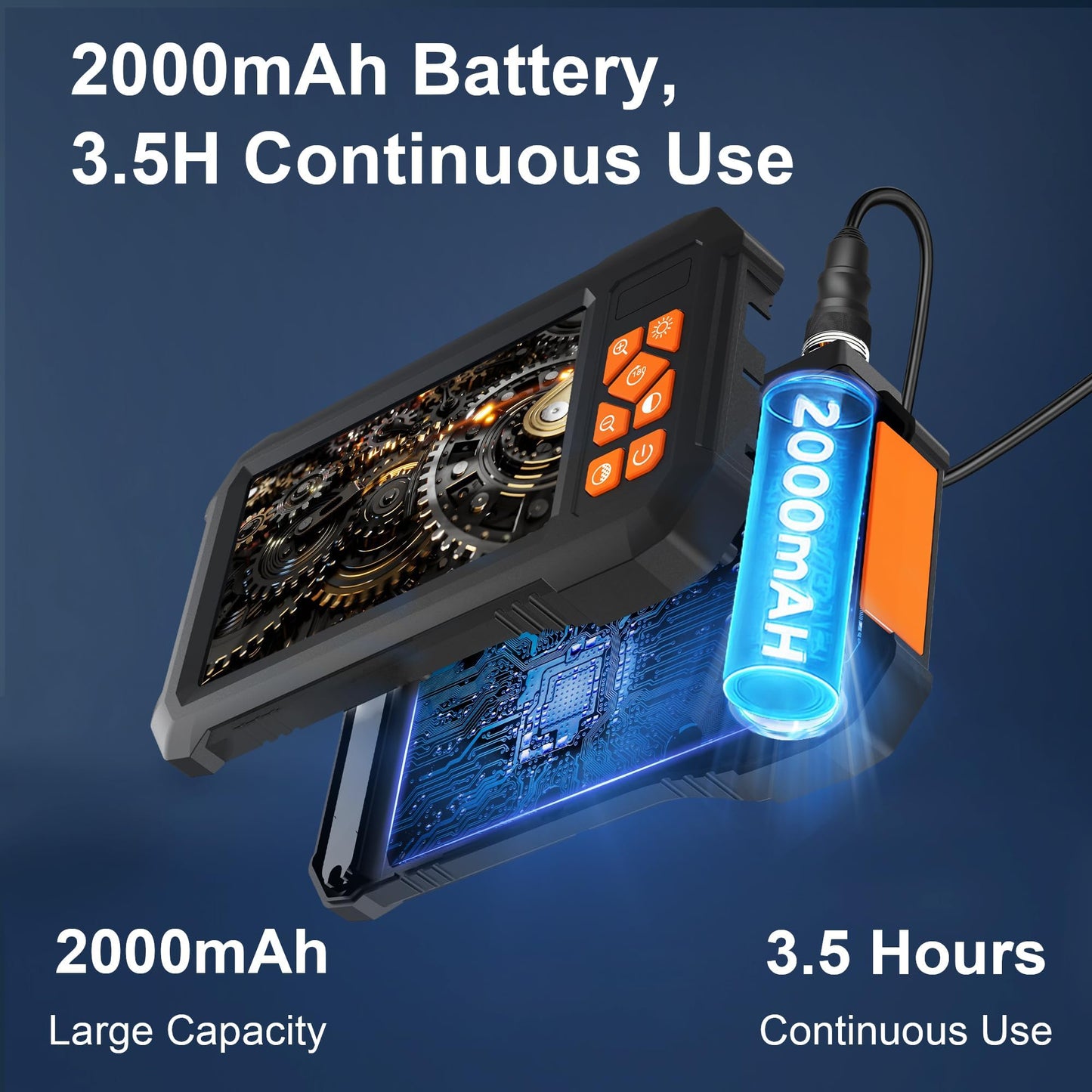 49.2 Feet Inspection Endoscope Camera with Light, 1080P HD Borescope Camera with Light, 4.3" IPS Screen, IP67 Waterproof Sewer Borescope, 49.2Ft Semi-Rigid Cord Drain Pipe Endoscope Cool Gadgets Tool