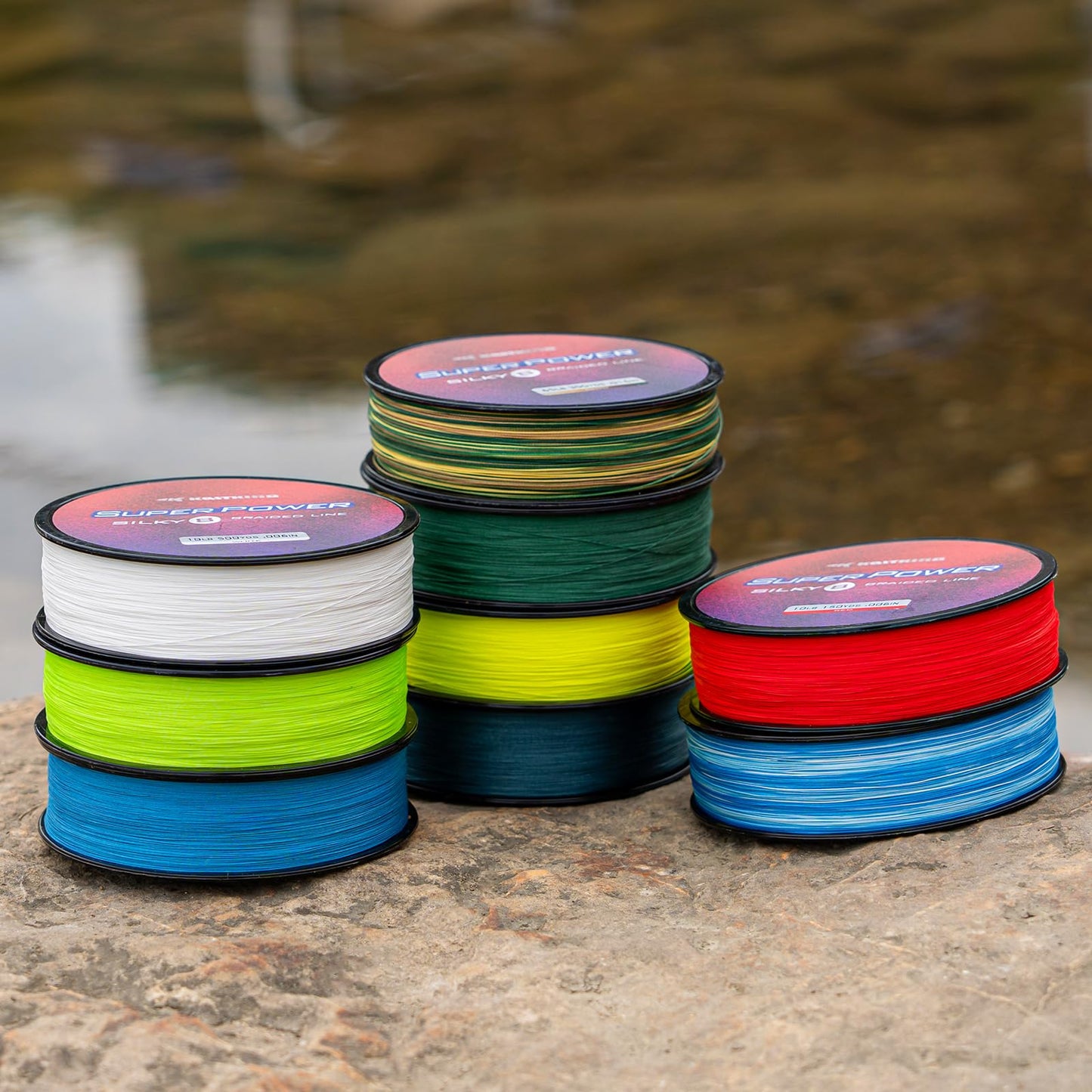 KastKing Superpower Silky8 Braided Fishing Line, Blue Camo, 8 Strands, 8 LB, 150 Yds
