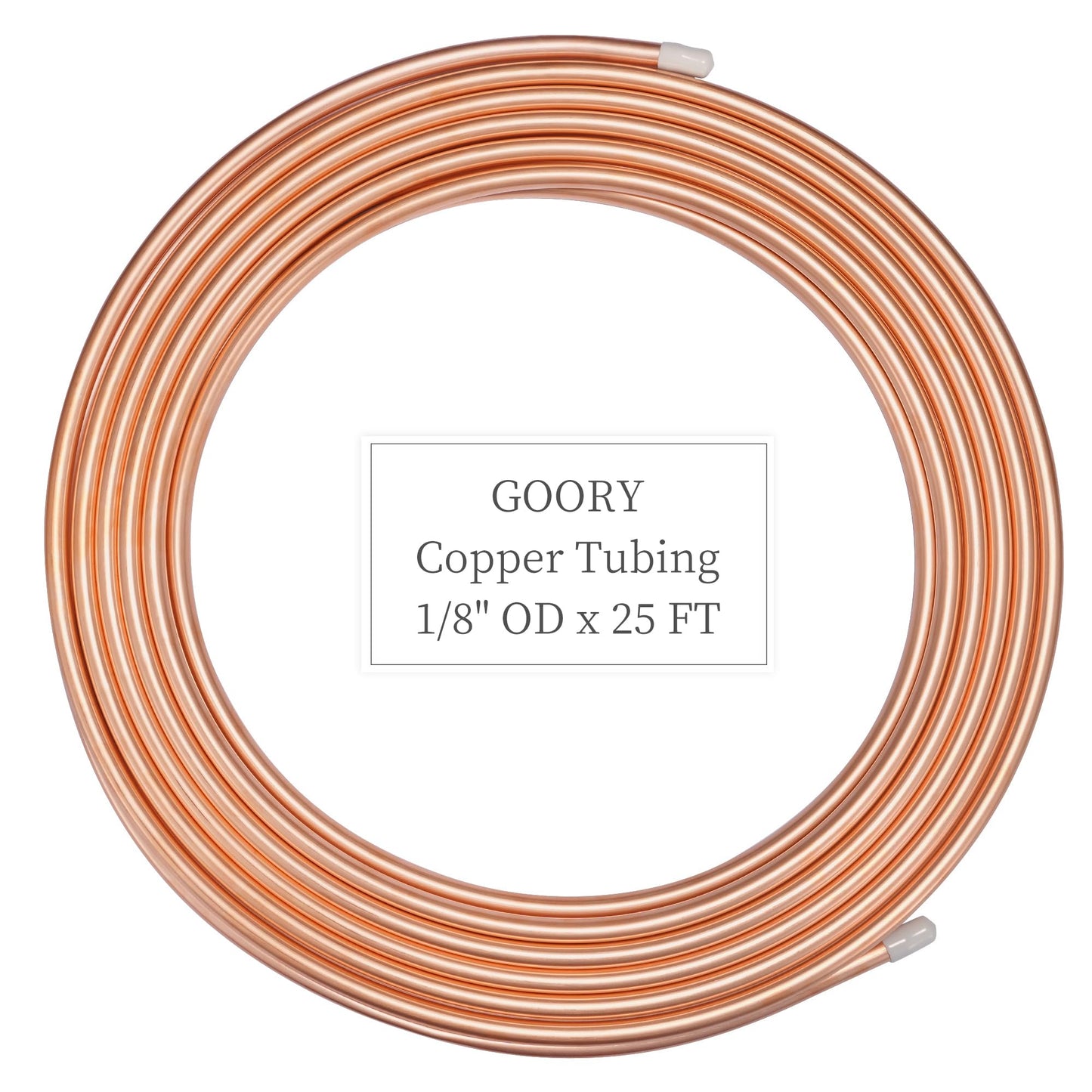 GOORY Copper Tubing 1/8" OD x 0.07" ID x 25 Ft - 99.9% C12200 Pure ACR Tube - ASTM B280 Refrigeration T2 Copper Tube Soft Coil - Round Seamless Tubing for Refrigerator HVAC System Industry DIY
