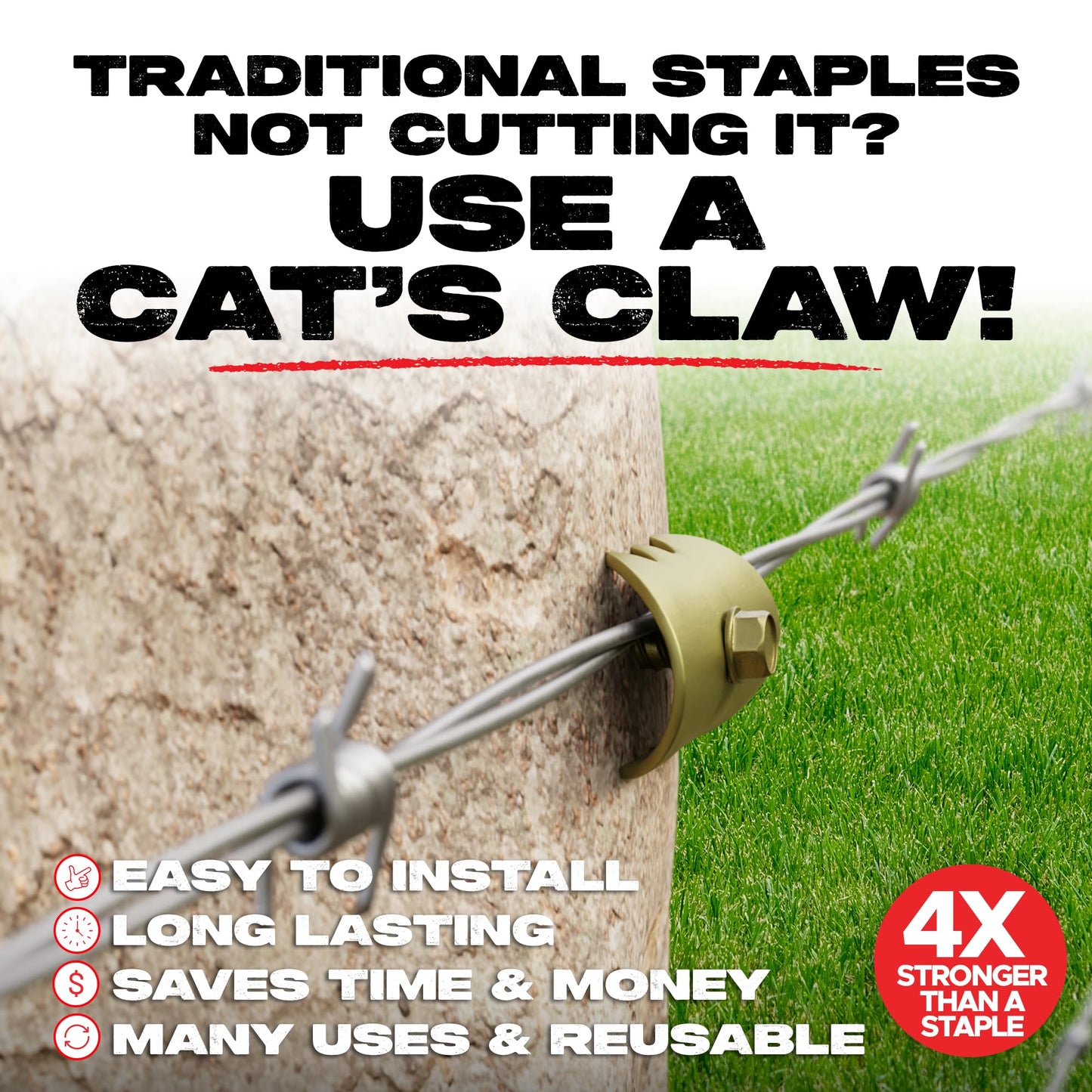 Cat’s Claw Fasteners 1.5 inch for Hardwoods | 170 Count Replaces The Common Fencing Staple | Installs Fast with a Power Drill | 4 Times Stronger Than a Staple