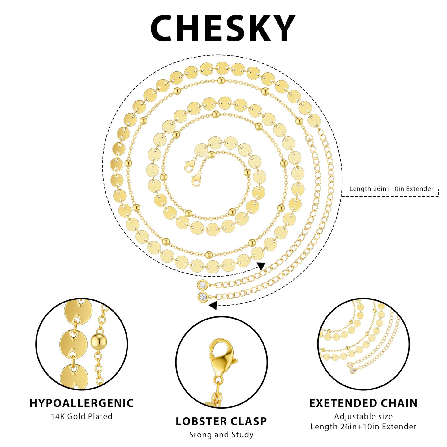 CHESKY Waist Beads for Women, 14k Gold Plated Waist Chain Dainty Belly Chain Body Chain Gold Chain Belt for Women Western Body Jewelry for Womens Festival Outfits for Womens Beach Coachella Accessories