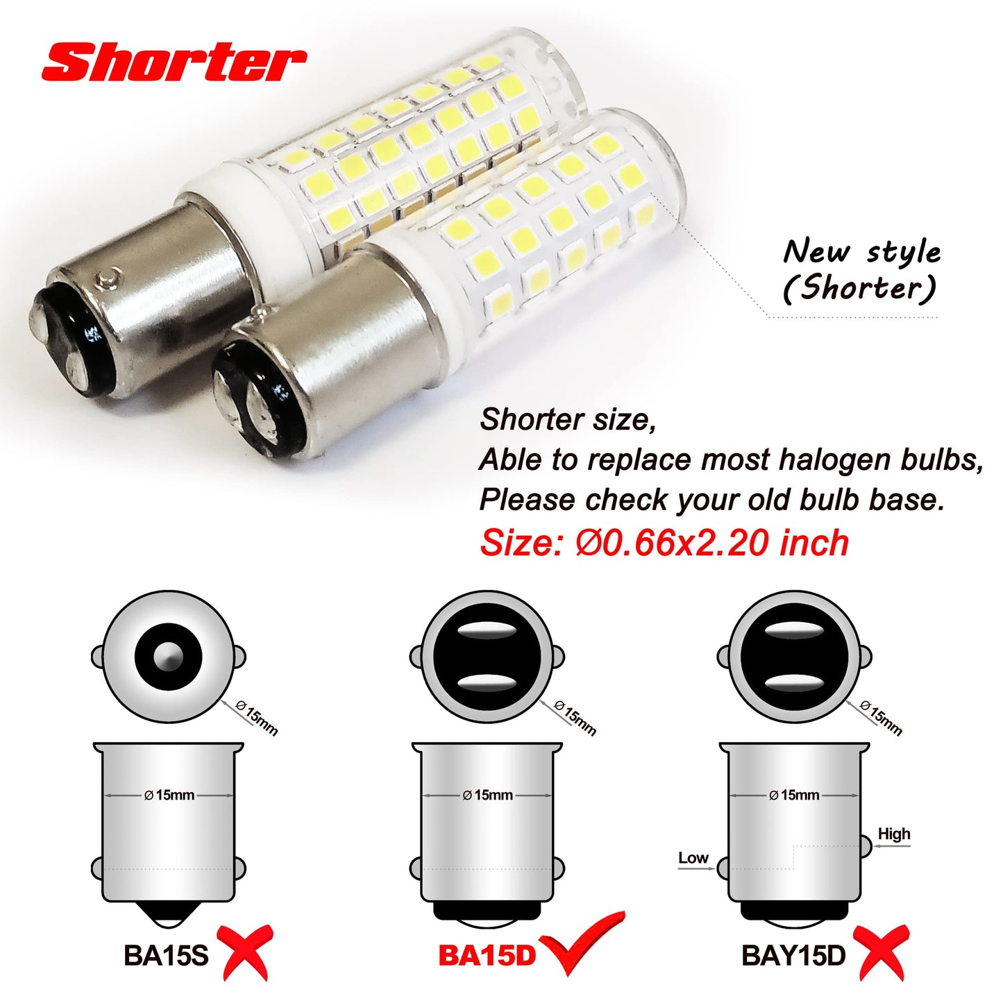 Ziomitus 120 Volts BA15D LED Double Contact DC Bayonet Base Sewing Machine Bulb 6000K Daylight Bright White, 50W 75W Halogen Equivalent, T3/T4/C7/S6 Ba15d 5W Led Light Bulbs, 5Pack
