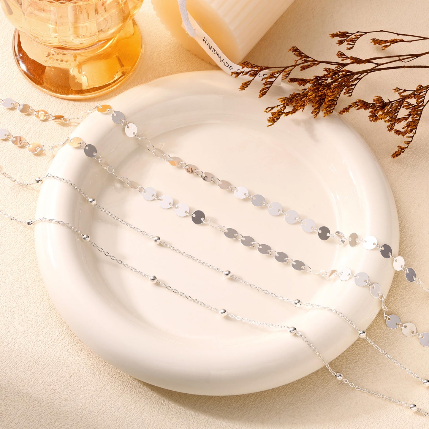 HERSIN Waist Beads for Women, Dainty Silver Plated Waist Chain Gold Chain Belt Simple Body Chain Jewelry for Womens Belly Chain Waterproof Silver Jewelry Accessories for Women Gifts Rave Outfits