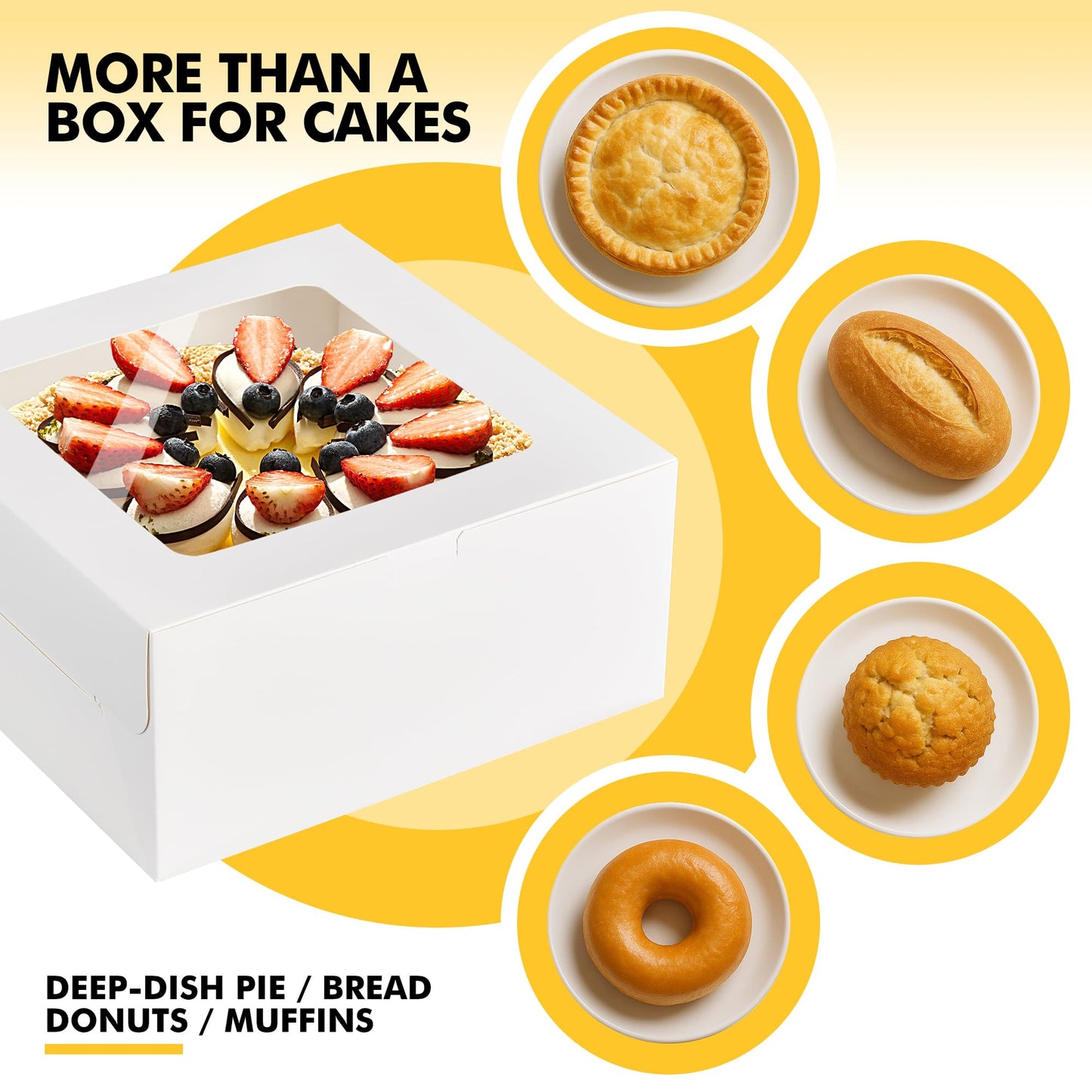 RACETOP 32pcs Cake Boxes with Window, 10x10x5 Inches White Bakery Boxes, Cookie Dessert Boxes, Pastry Box, Square Cardboard Cake Box for Cake, Birthday Party, Donuts, Wedding