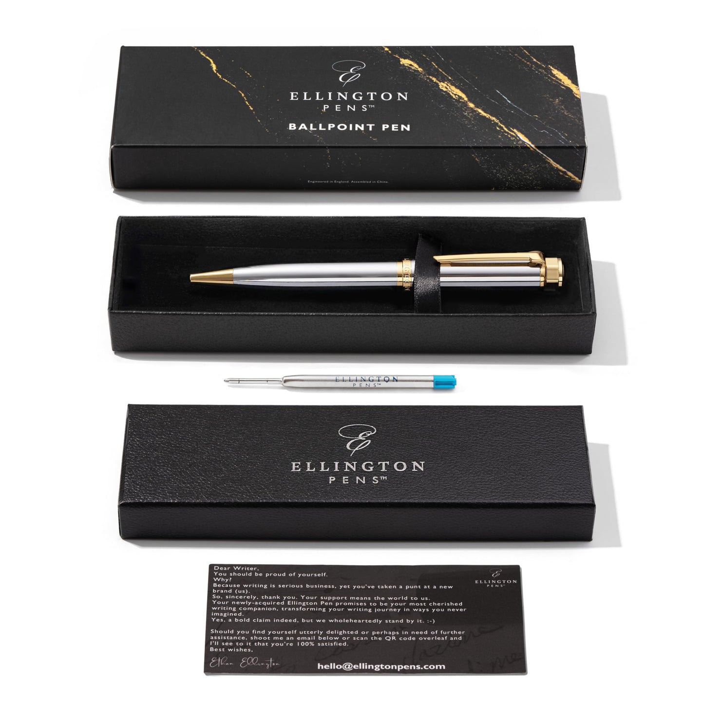 Ellington Pens Luxury Ballpoint Pen – Premium Quality, Smooth Writing Experience, Elegant Design, Includes 2 Ink Refills (Black & Blue) – Ideal for Professionals and Gift Giving