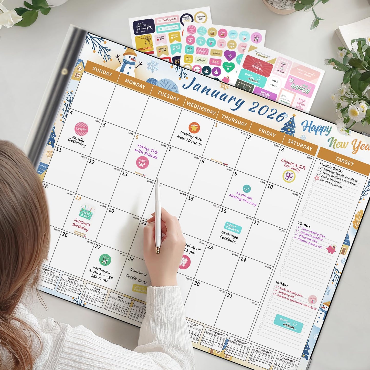 Ospelelf Desk Calendar 2026-2027 Large 22'' x 17'' Calendar 2026 Monthly Deskpad Calendar, 18 Month Calendar, Use Jan 2026 - June 2027, Seasons