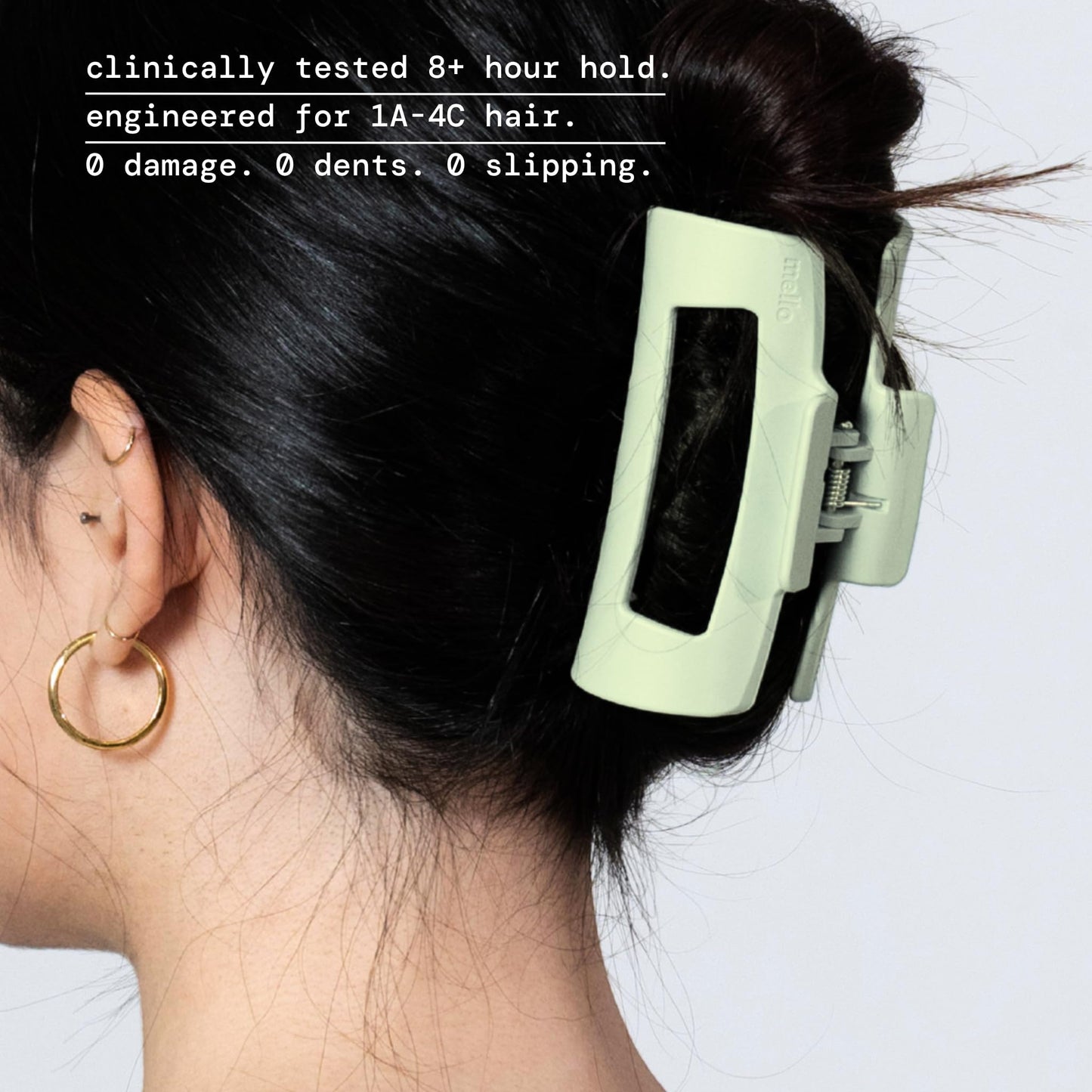 The Original Mello Hair Claw Clip Squishy Claw Clip Made in Korea Patent Pending 30021976 (Green, Medium)