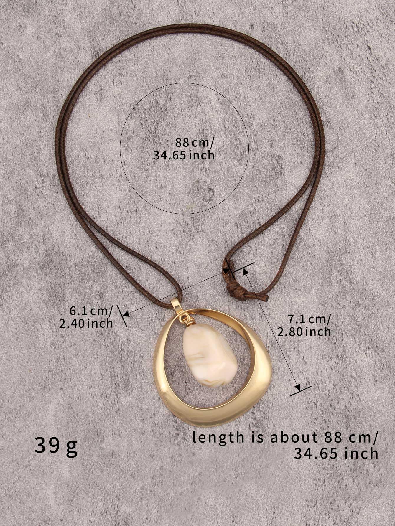 joymiao Boho Pendant Necklace for Women Vintage Long Chunky Bohemian Choker Necklace with Large Gold Pendant and White Stone