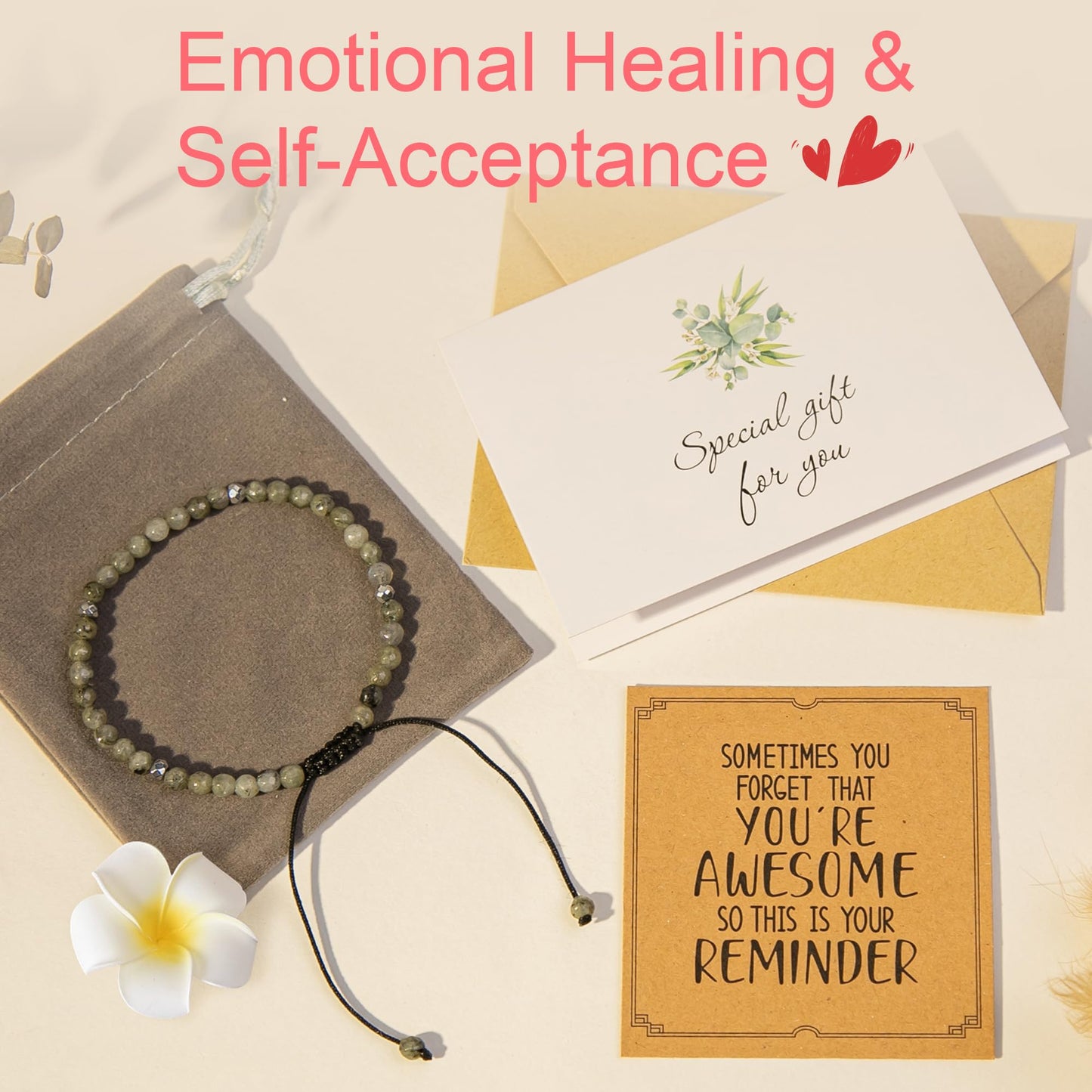 ZOKCC Sometimes You Forget You're Awesome Gifts Healing Natural Stone Beaded Bracelets Gift - Inspirational Gifts for Her Mom Friend Sister Women Bestie