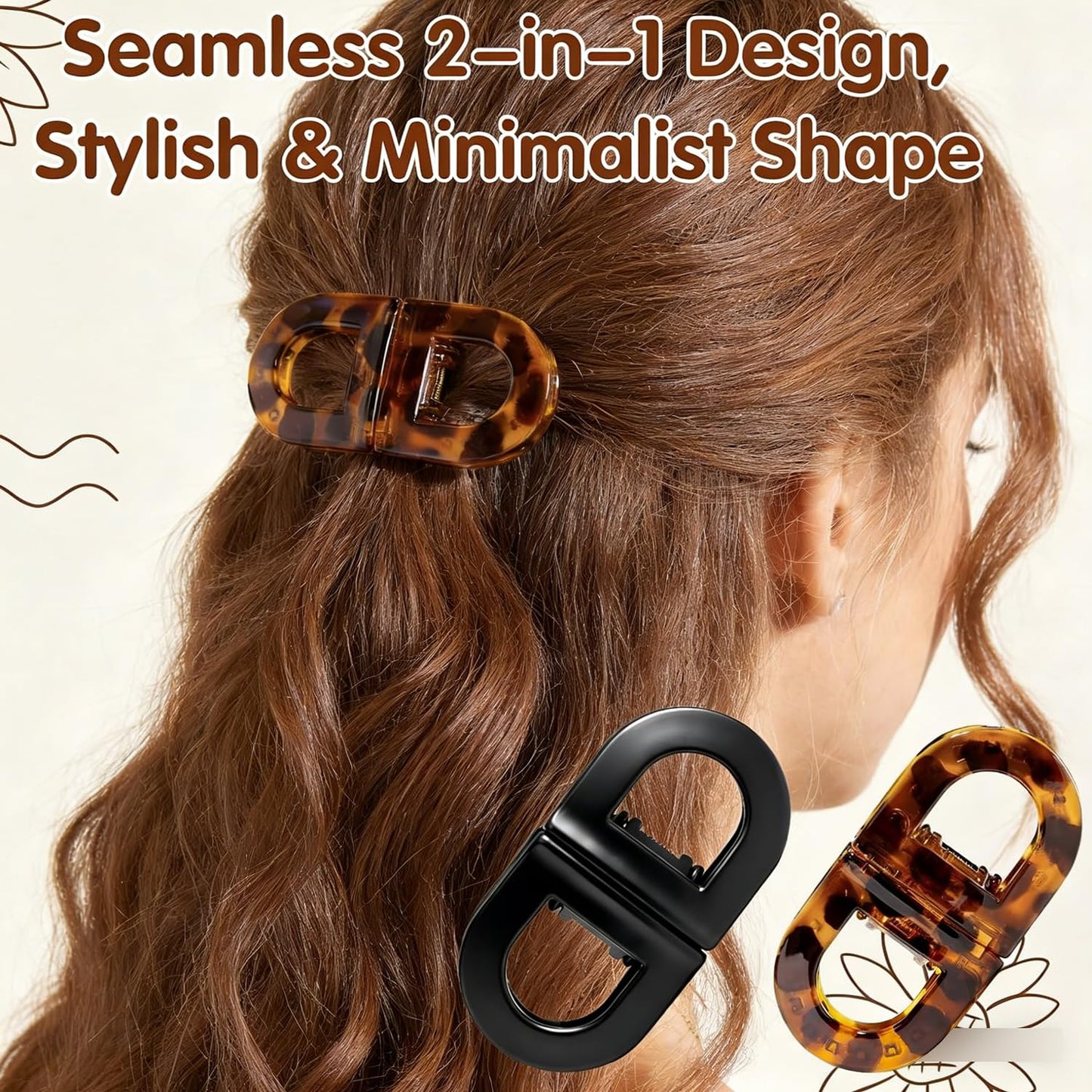 2Pcs Magnetic Hair Clips for Women, No-Crease Design Works for All hairstyles, Strong Hold No-Slip Magnetic Hair Clips, Seamless 2-in-1 Design for Easy Daily Hairstyles