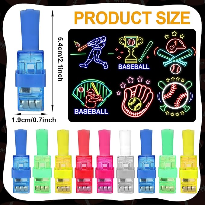 36Pcs Baseball LED Finger Lights Sport Party Favors Glow in the Dark Light Up Finger Lights Themed Bulk for Birthday Party Goodie Bag Stuffer Birthday Gifts Prize