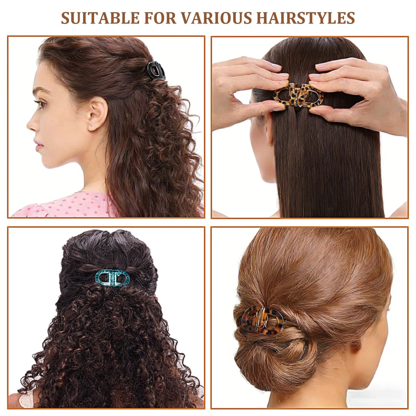 3 Pcs Magnetic Hair Clips, Strong Hold No-Slip Magnetic Hair Styling Clips for Women, No Crease 2-in-1 Design for Easy Everyday Hairstyles, Gentle on All Hair Types