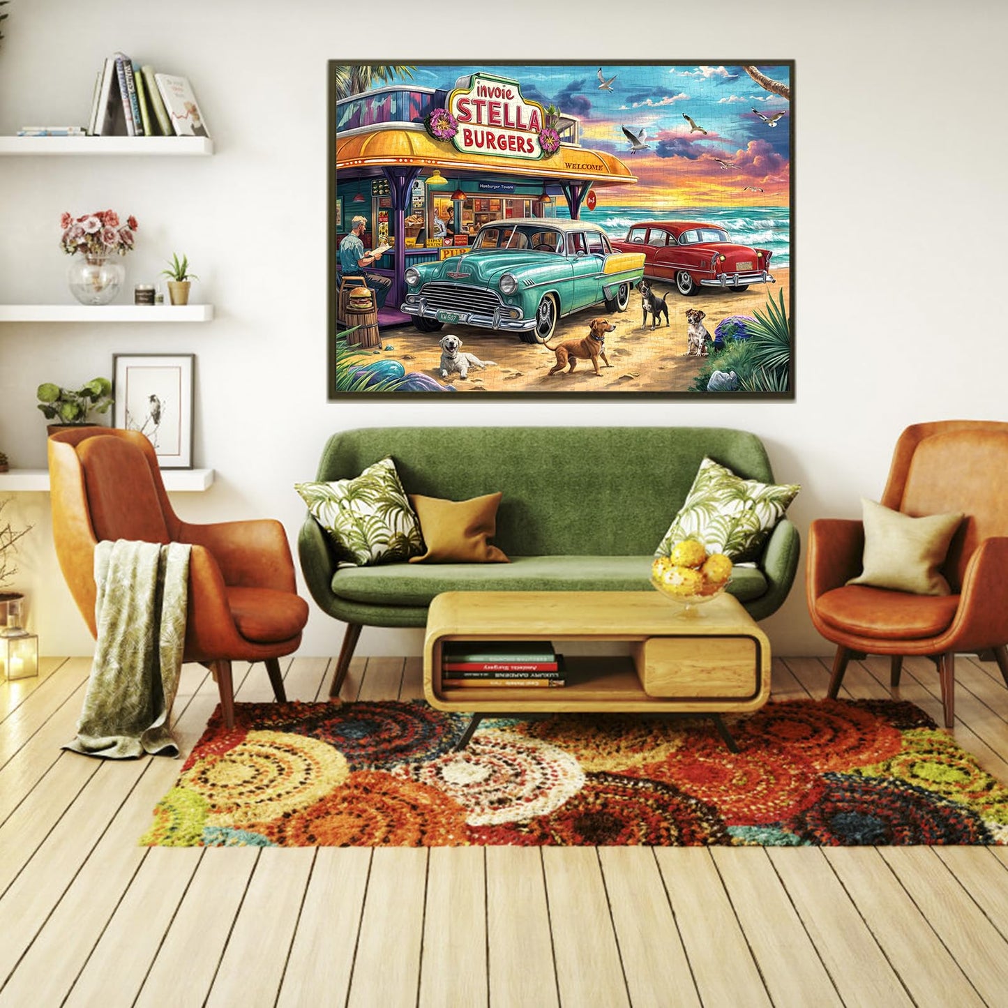 Chalzidar Puzzles for Adults 1000 Pieces,Seaview Campground Jigsaw Puzzle with 1:1 HD Poster, Perfect Interlocking No Dust, Stress Relief Ideal Gift for Family Games