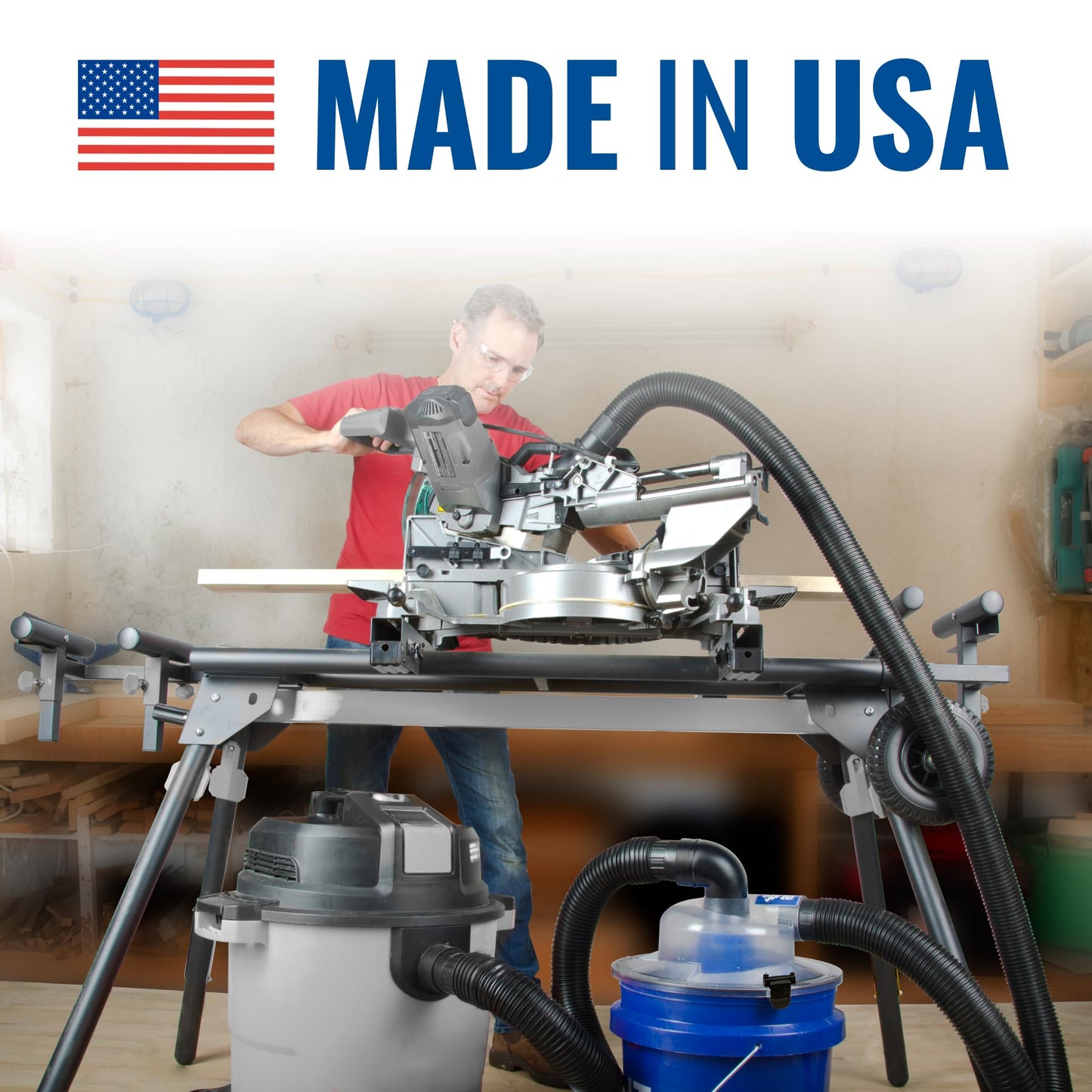 Dust Deputy Low-Pro Plus Cyclone Dust Separator – Engineered High Flow Wet/Dry Vacuum Kit – Fits Standard 5 Gallon Buckets – 2.5" Adapter & 3' Hose – Made in USA