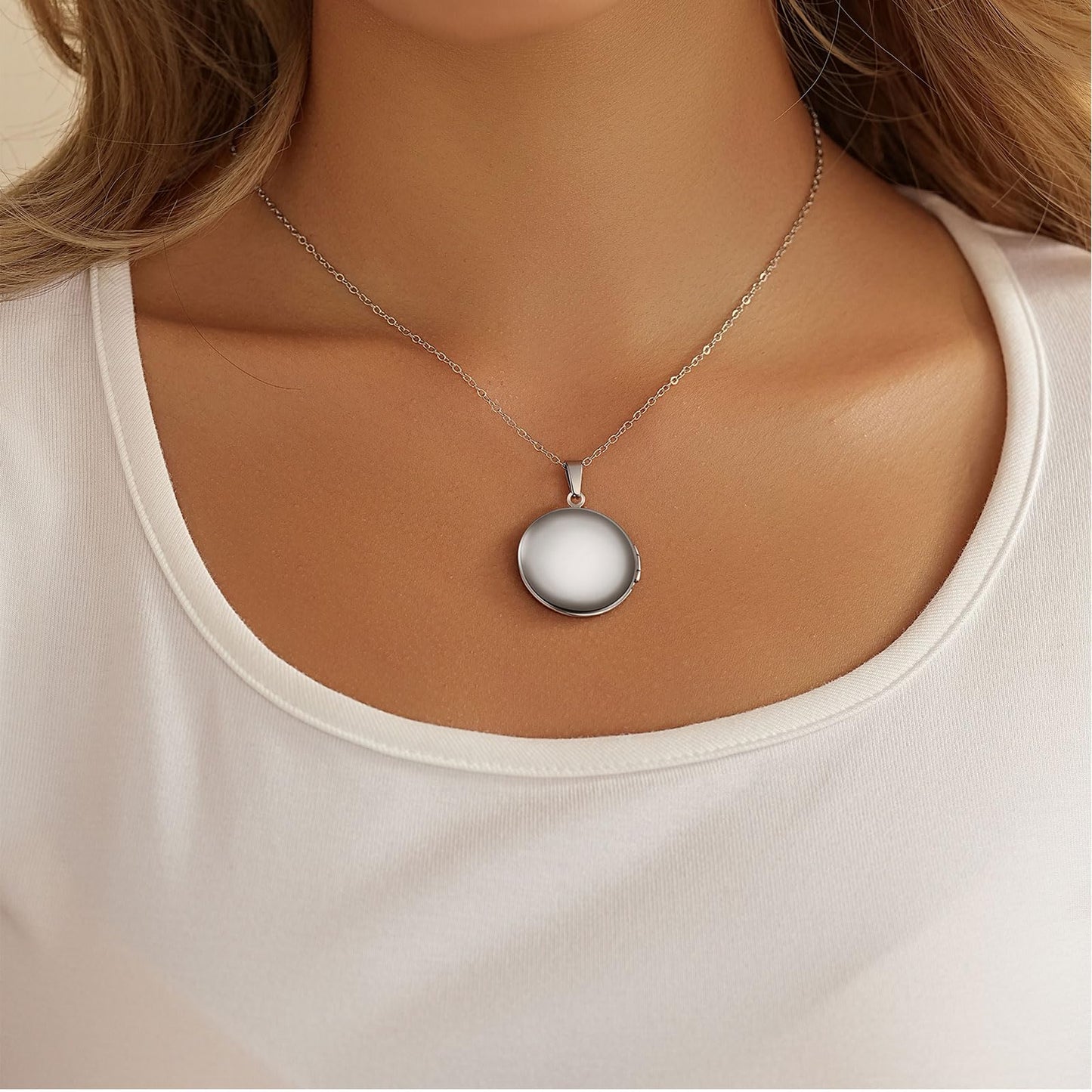 PHOCKSIN Silver Round Locket Necklace 12 Birth Flowers Personalized Necklace that Holds Pictures Customized Gifts Locket Necklaces as Birthday Presents