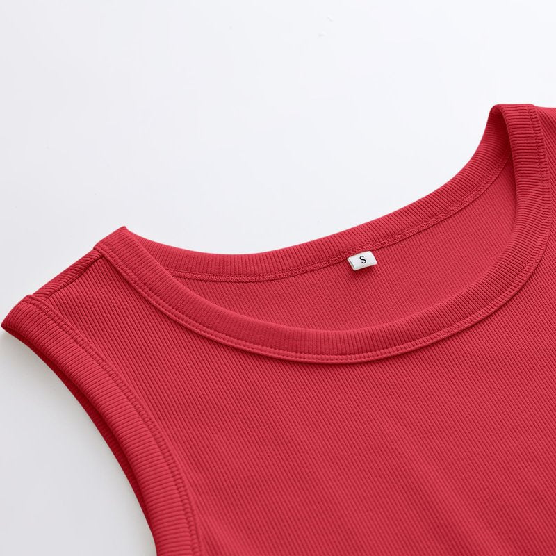 ANRABESS Womens Sleeveless High Neck Tank Tops Fashion Summer Casual Basic Slim Fit Ribbed Racerback Top Shirt Clothes Red-M