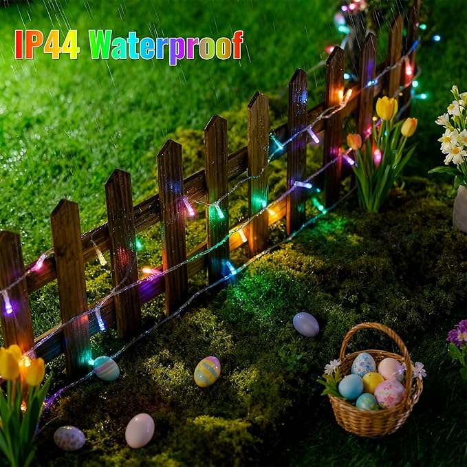 LJLNION 300 LED Easter String Lights, Extra Long 98.5FT Fairy Lights Outdoor Indoor, 8 Lighting Modes, Plug in Waterproof for Patio Garland Party Bedroom Garden Spring Decorations (Pastel Multicolor)