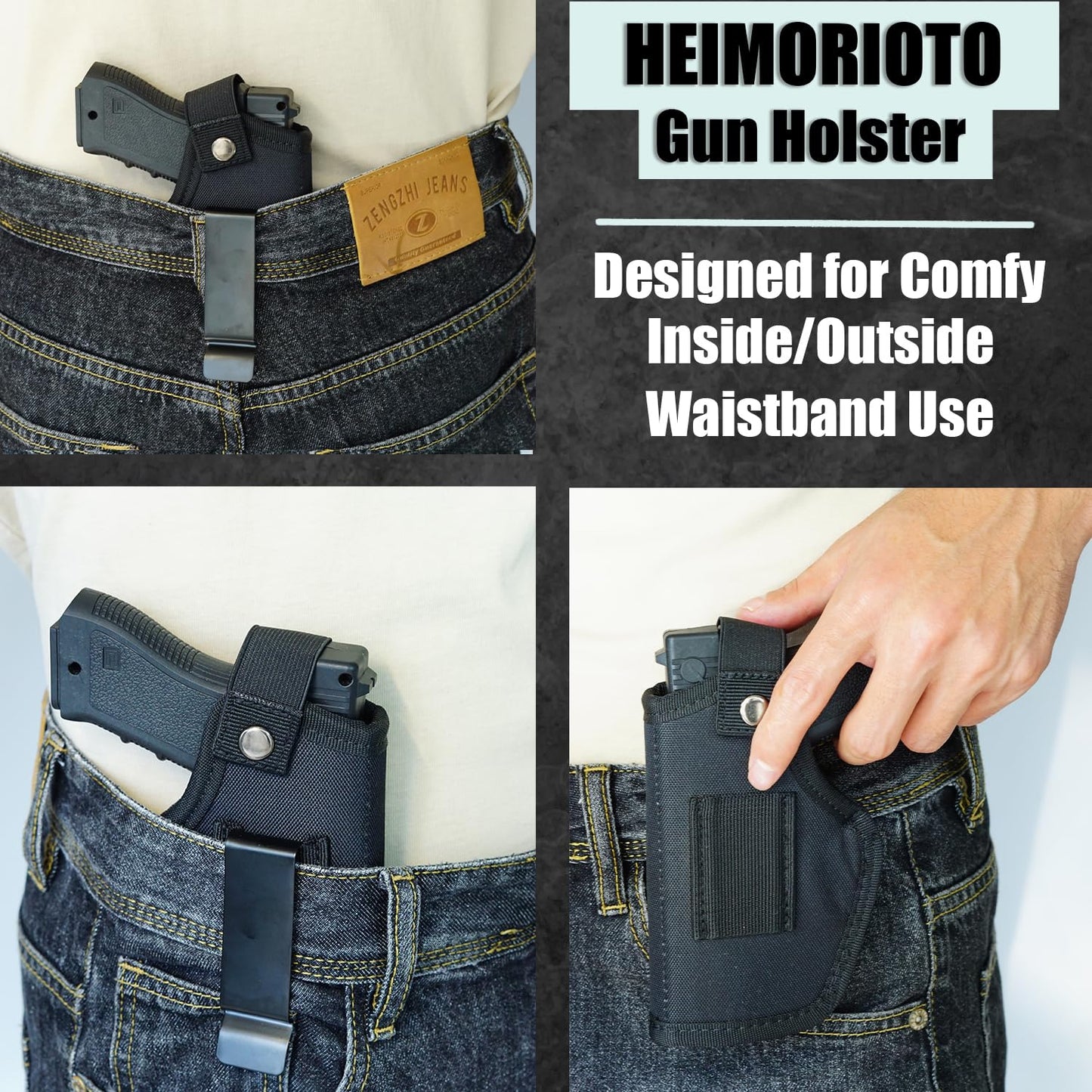 Gun Holster for Men/Women, 380 Holster, Pistol Holster for Glock 43x, IWB/OWB 9mm Holsters, Fits Glock19,17,23,26,27,42,43 S&W M&P Sig (Black)