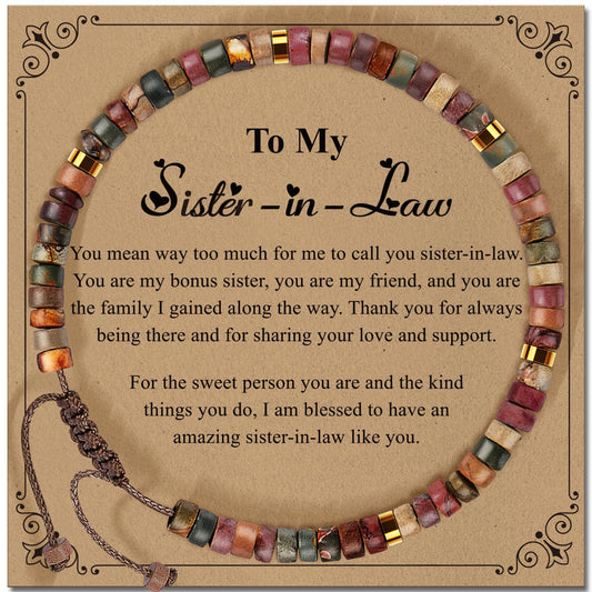 ZOKCC Sister-in-Law Bracelets Gifts for Women Healing Natural Stone Beads Bracelets - Inspirational Mothers Day Christmas Birthday Gifts for Sister-in-Law
