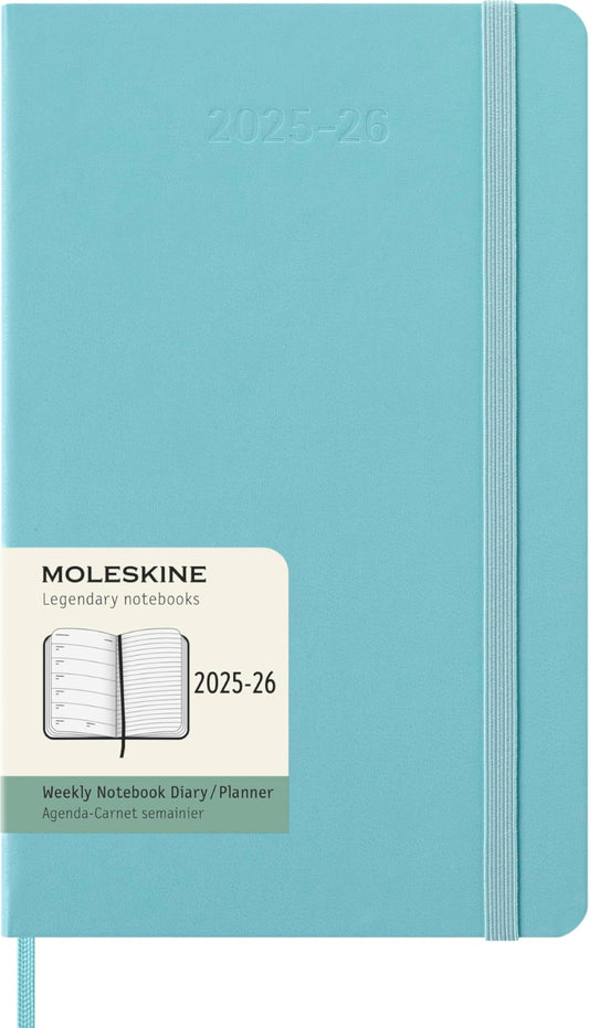 Moleskine Classic 18 Month 2025-2026 Weekly Planner, Hard Cover, Large (5" x 8.25"), Aquamarine, 208 pages