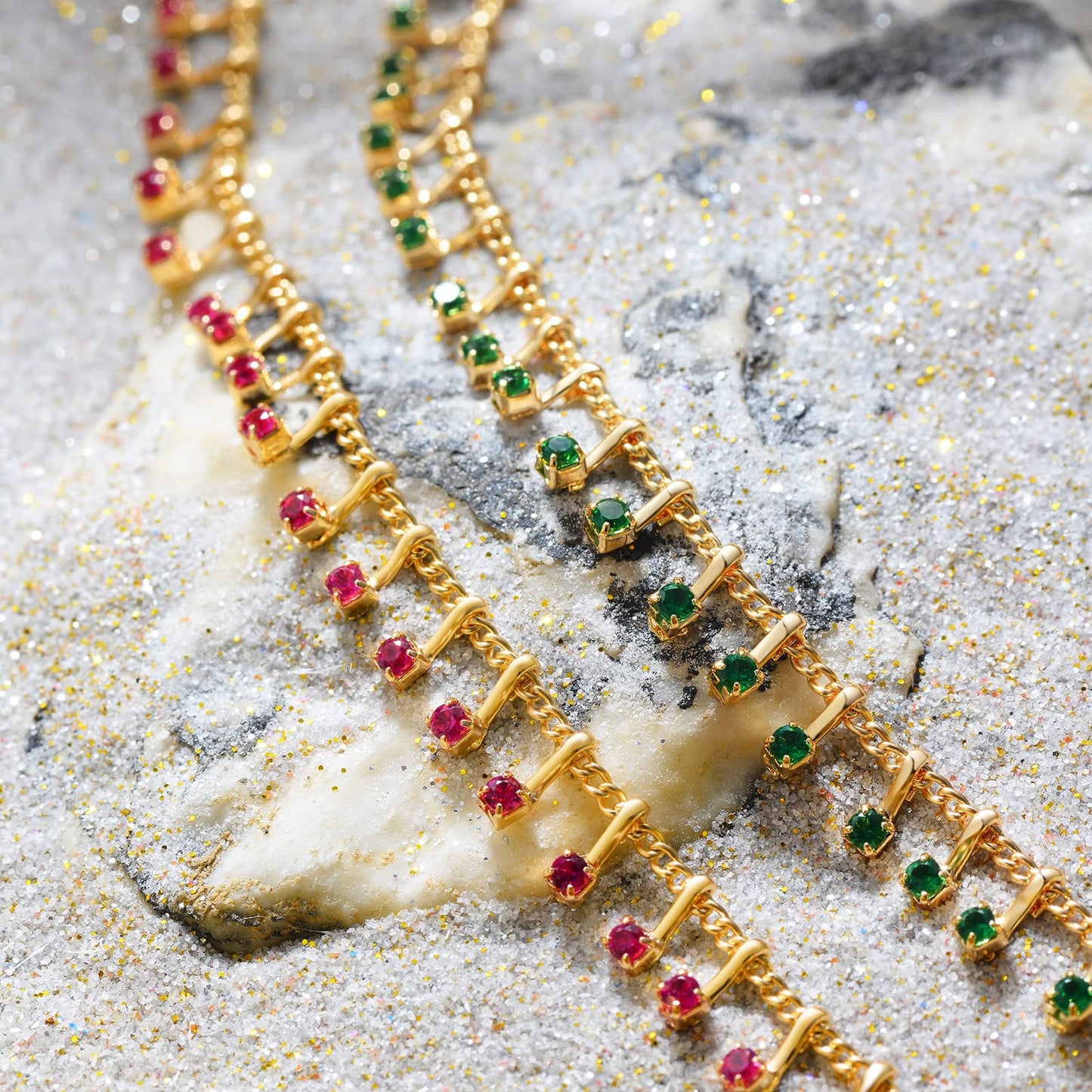MTMY Beaded Necklace for Women 14K Gold Plated Dainty Colorful Beaded Pearl Choker Necklace Delicate Boho Choker Necklace Jewelry Gift (Green)