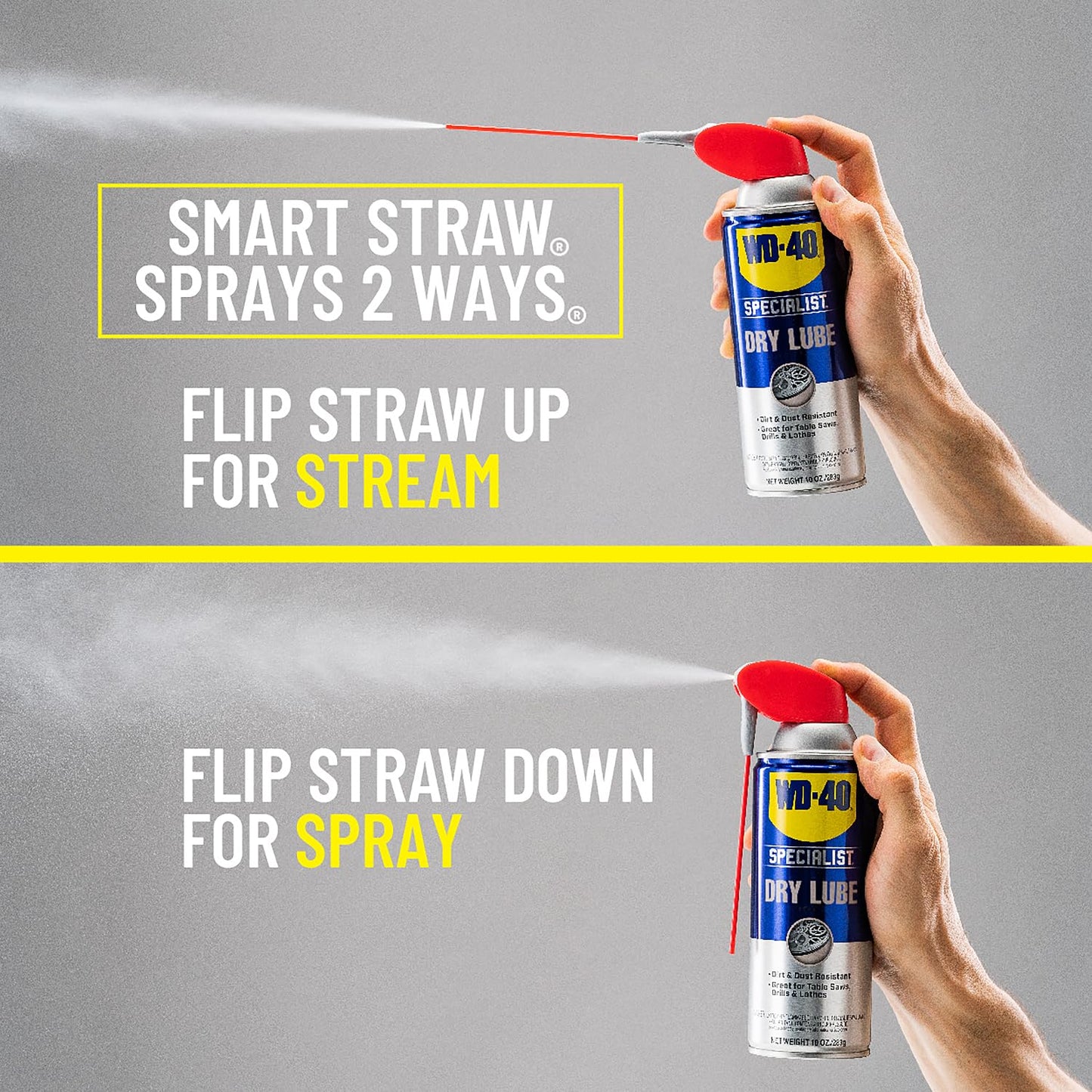 WD-40 Specialist Dry Lube with Smart Straw, Lubricant for Corrosion Protection on Table Saws, Drills and Lathes, Industrial Strength Friction-Reducing Formula, 10 Oz., 6-pack case