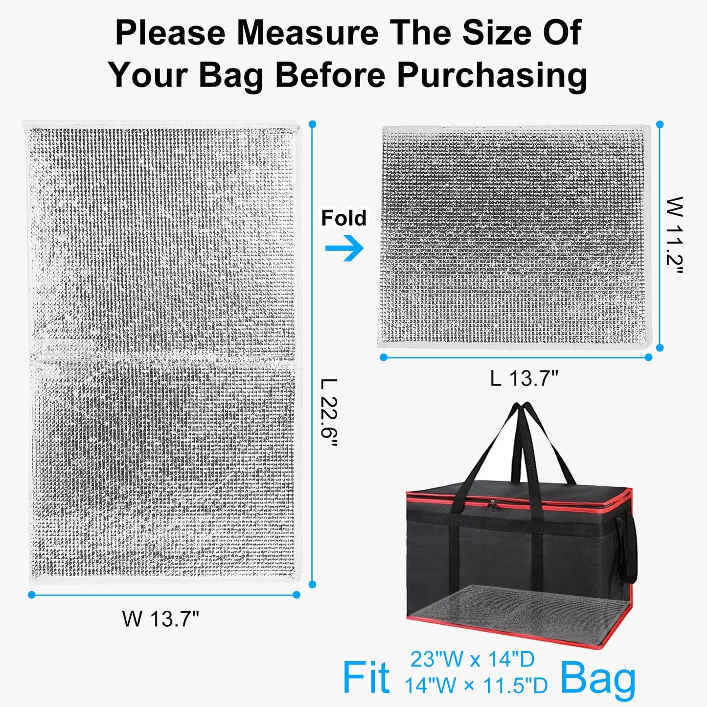 Bodaon 5PK Removable Hard Bottom for 23" W x 14" D Bag, XXX-Large Foldable Insulated Plate for Reusable Grocery Shopping Bags, Sturdy Supporter for Food Delivery Cooler Bag, Rideshare Delivery Bag