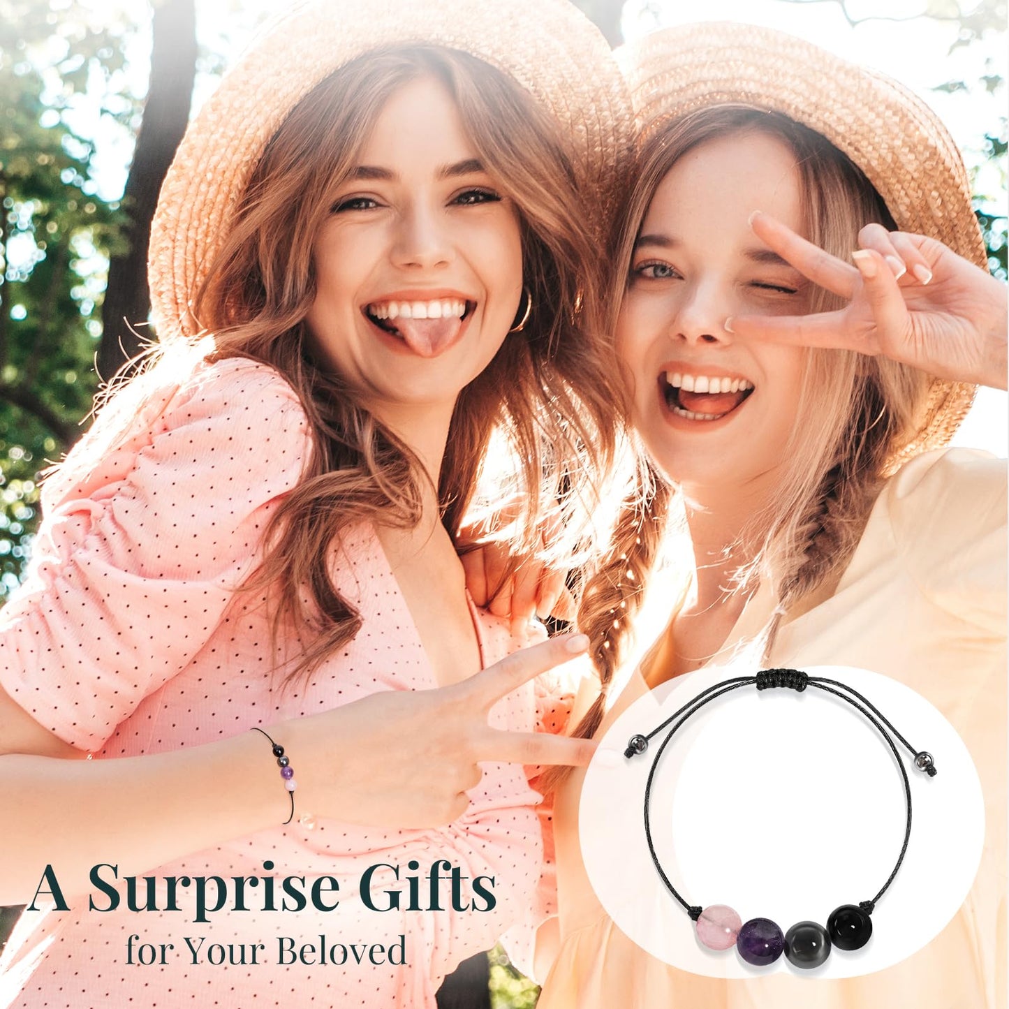 ZOKCC Crystal Healing Bracelets Gifts for Women: Mothers Day Gifts for Mom - Spiritual Natural Stone Empath Protection Bracelets Birthday Graduation Gifts for Friends Sister Mom Daughter