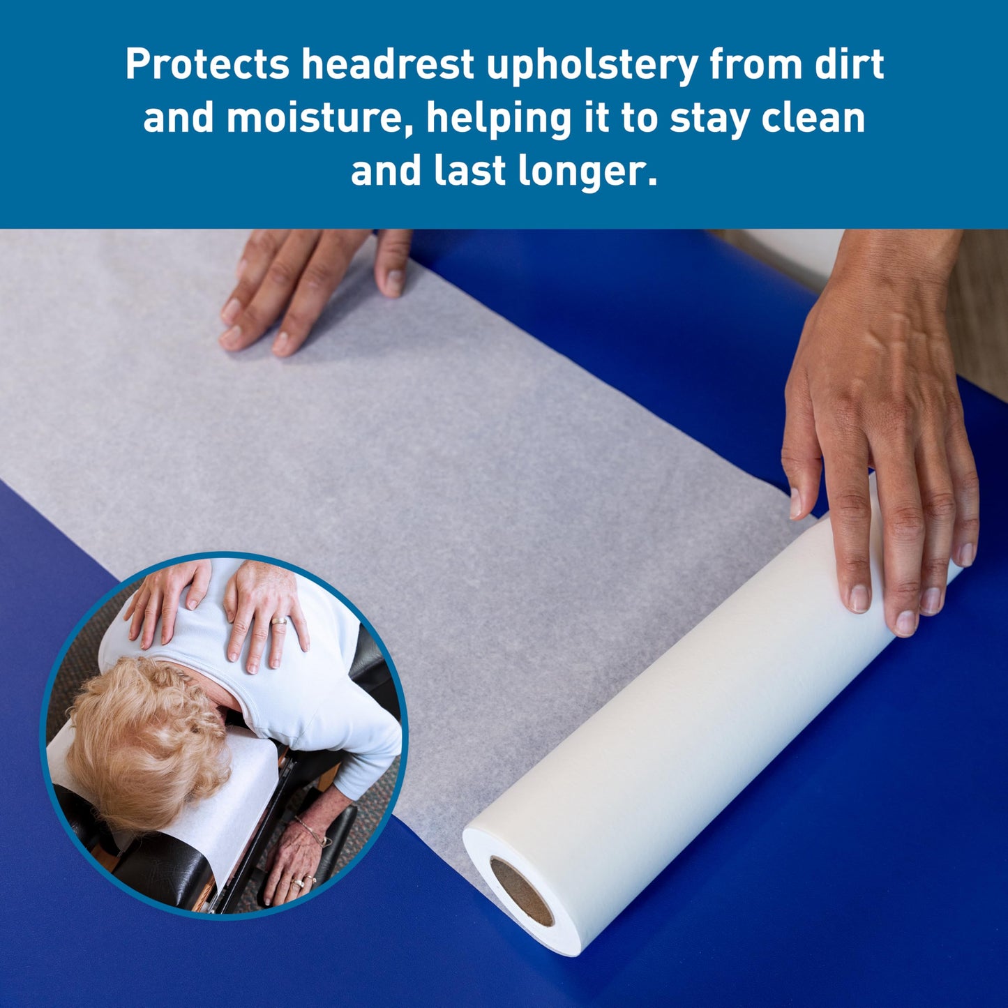 BodyMed Standard Headrest Paper Rolls for Chiropractic Exam Table, Smooth White, 8.5-Inch x 225-Feet, 50 Count – Disposable Exam Table Cover for Medical Office, Chiropractor, Spa Use
