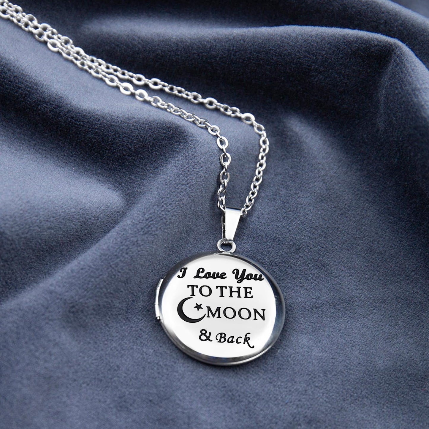 PHOCKSIN Locket Necklace for Women that Holds Pictures| Round Photo Locket for Girlfriend I Love you to the Moon and Back Nice Gifts for Mom