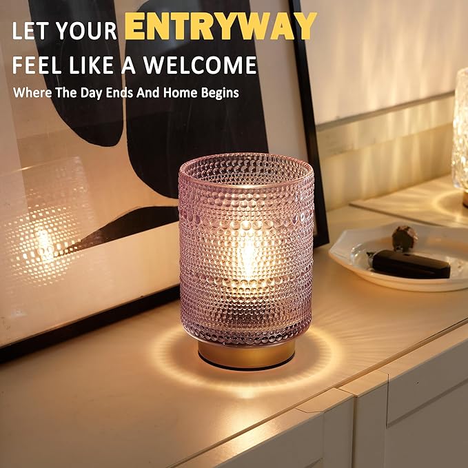 Battery Operated Decorative Lamp with Timer, Small Cozy Ambience Lamps for Shelf/Bedside/Table Decor, Cordless Table Lamp with LED Bulb for Girls Room/Dorm/Office Desk/Cubicle/Bathroom Decor-PINK