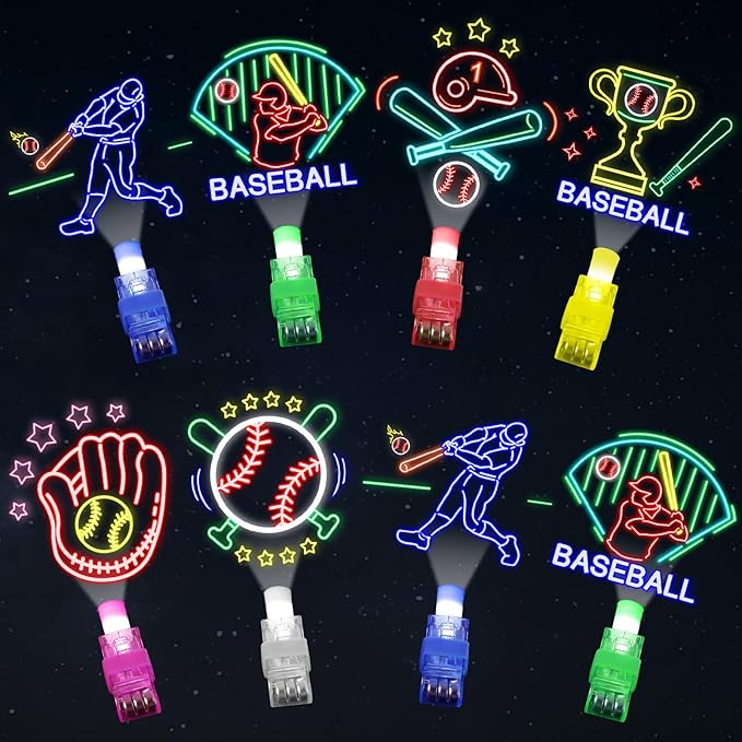 36Pcs Baseball LED Finger Lights Sport Party Favors Glow in the Dark Light Up Finger Lights Themed Bulk for Birthday Party Goodie Bag Stuffer Birthday Gifts Prize